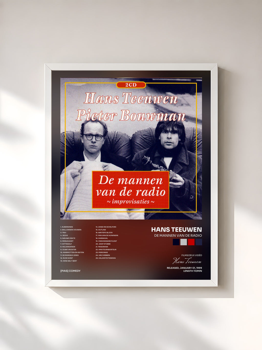 #blanc De Mannen Van De Radio by Hans Teeuwen as a framed art print, white frame, printed and framed in France