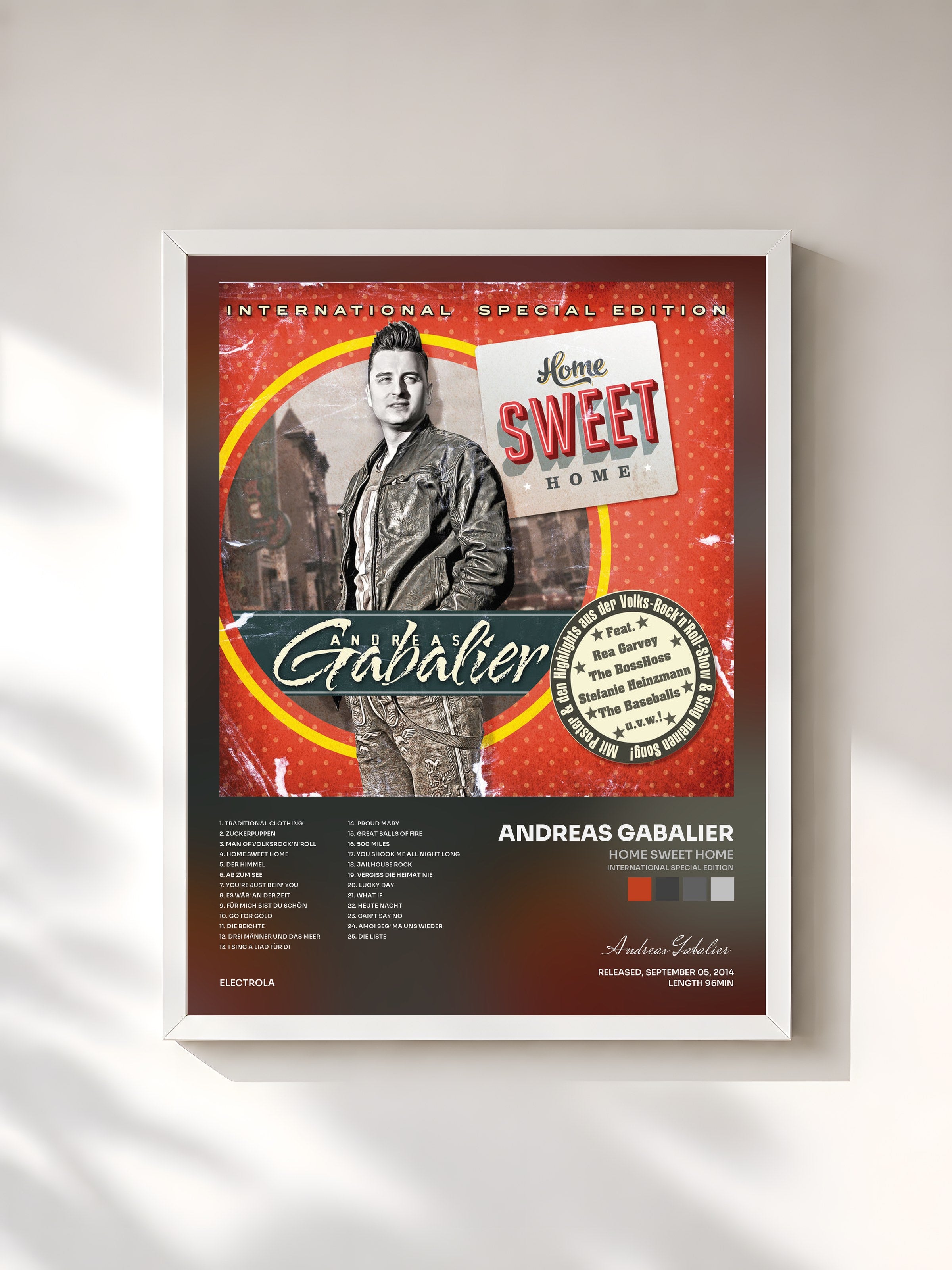 #blanc Tableau de l'album Home Sweet Home (International Special Edition) de Andreas Gabalier, cadre blanc, imprimé et encadré en France
