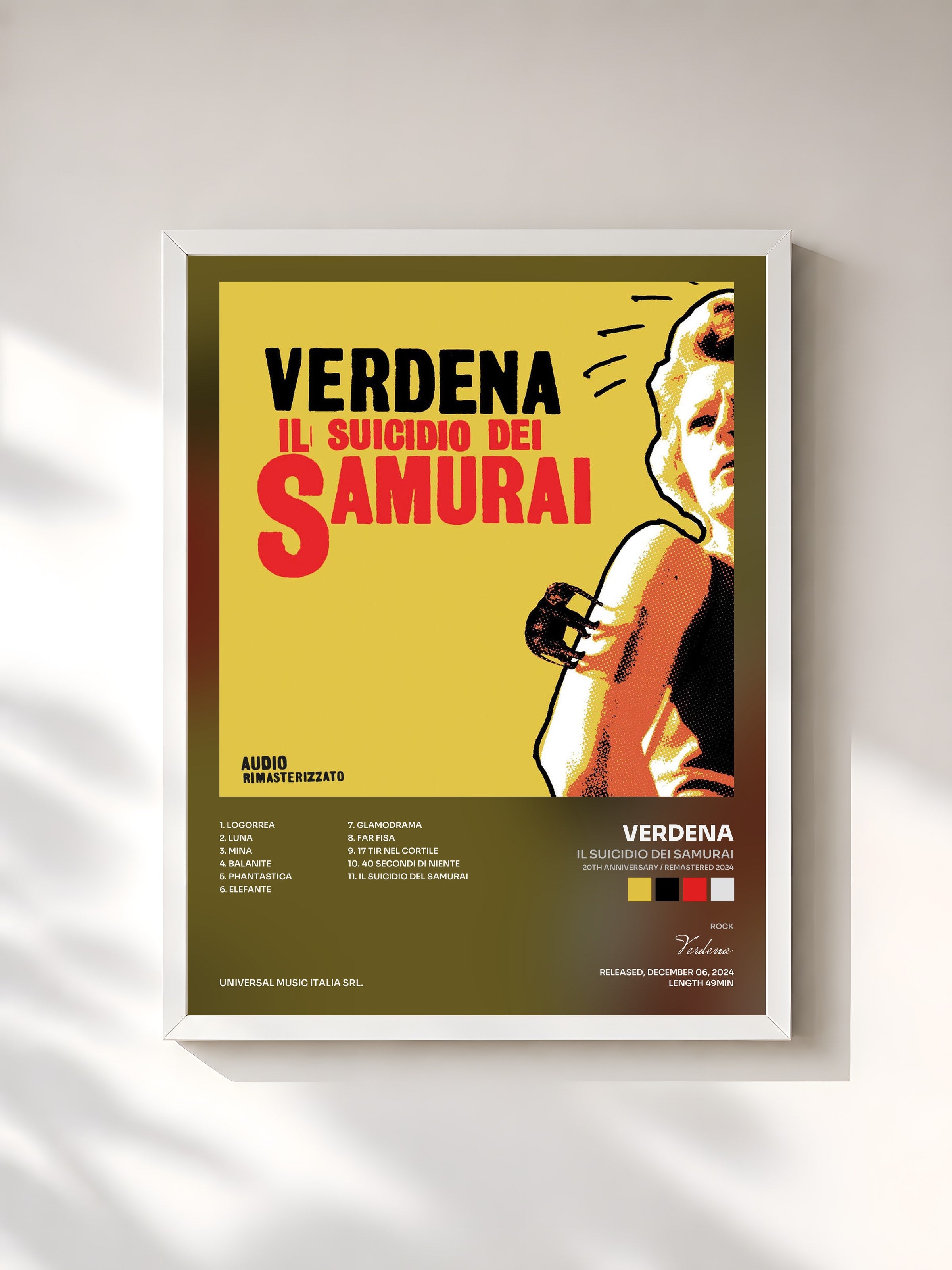 #blanc Tableau de l'album Il Suicidio Dei Samurai (20th Anniversary / Remastered 2024) de Verdena, cadre blanc, imprimé et encadré en France