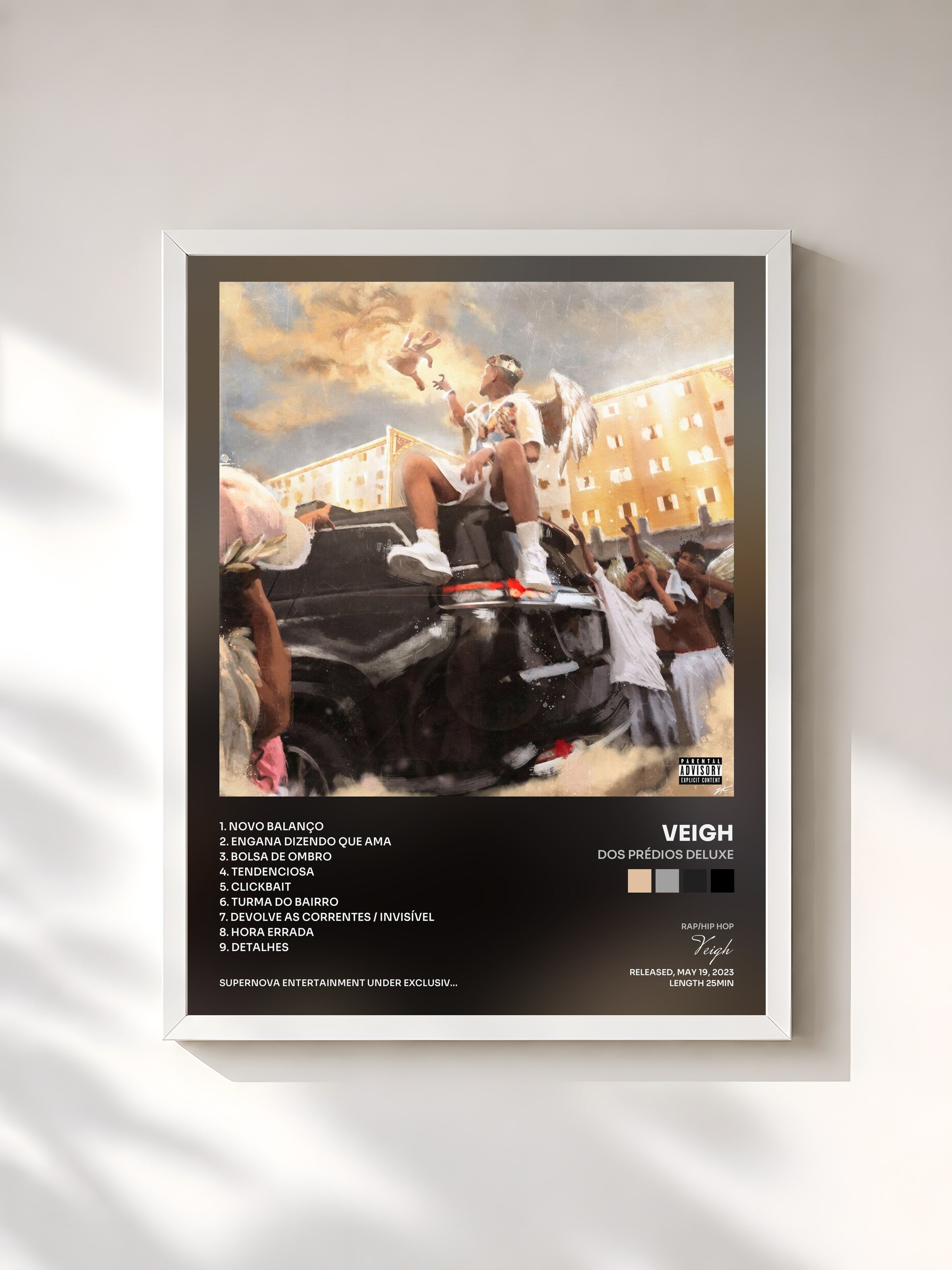 #blanc Tableau de l'album Dos Prédios Deluxe de Veigh, cadre blanc, imprimé et encadré en France