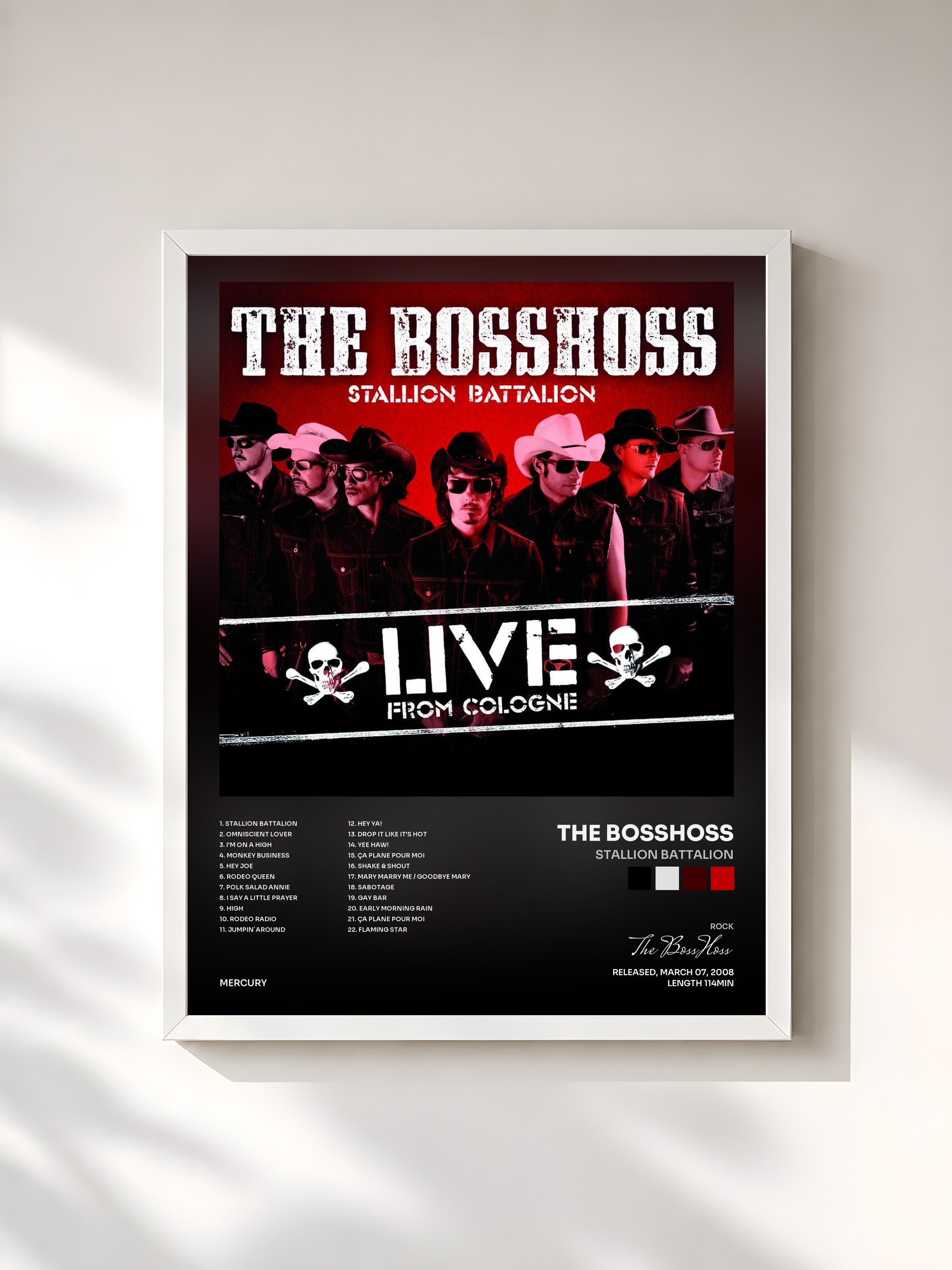 #blanc Tableau de l'album Stallion Battalion de The BossHoss, cadre blanc, imprimé et encadré en France