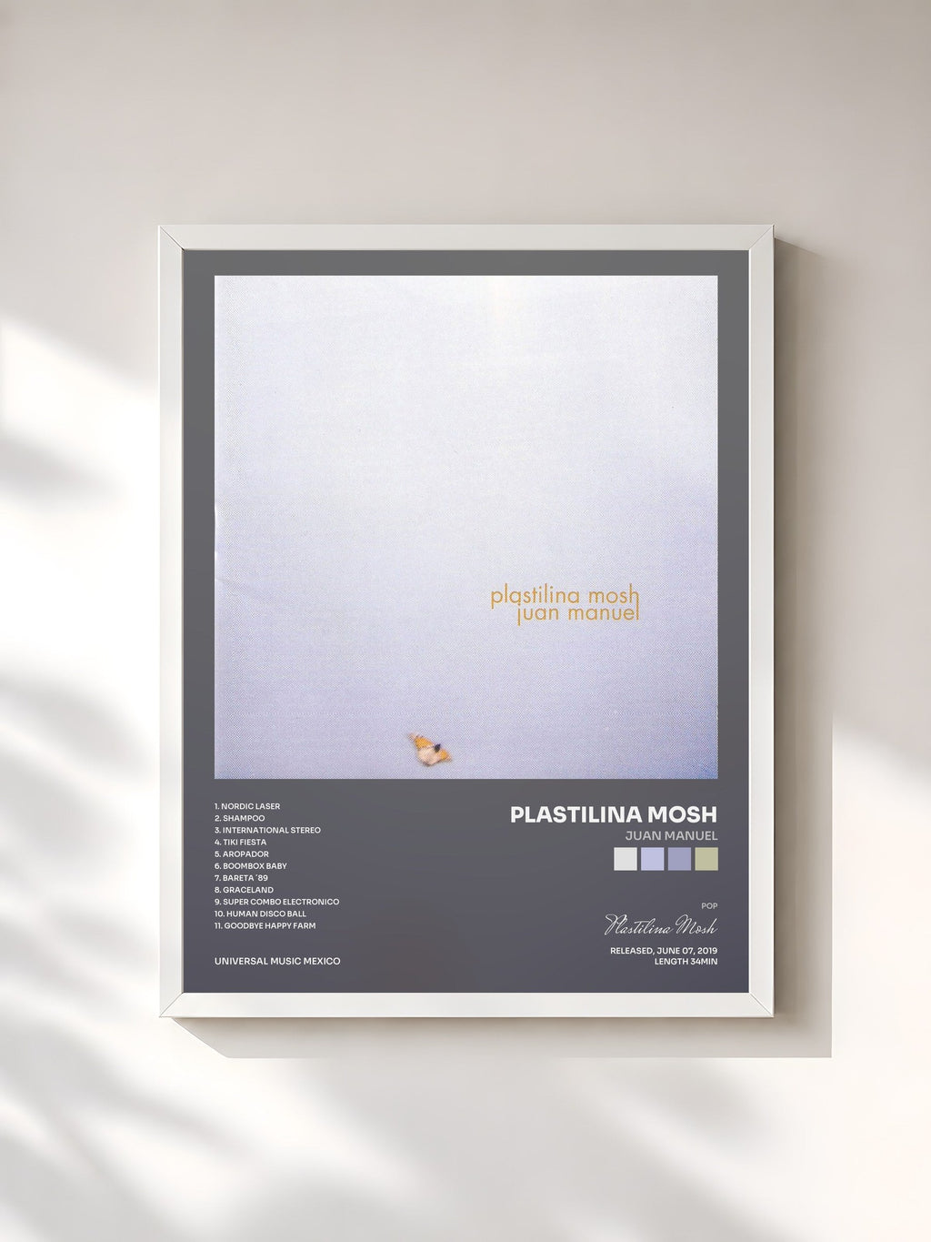 #blanc Juan Manuel by Plastilina Mosh as a framed art print, white frame, printed and framed in France