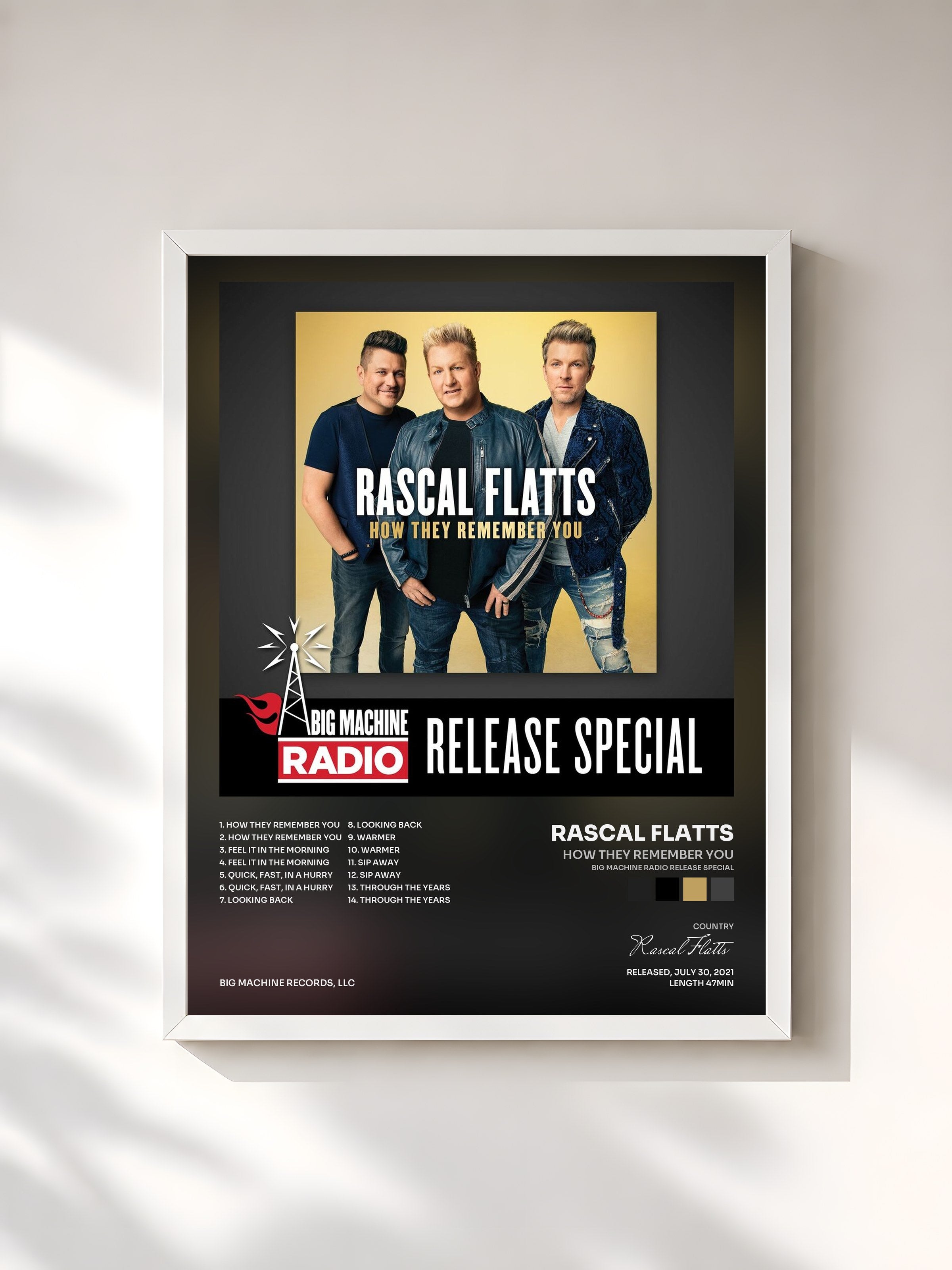 #blanc Tableau de l'album How They Remember You (Big Machine Radio Release Special) de Rascal Flatts, cadre blanc, imprimé et encadré en France