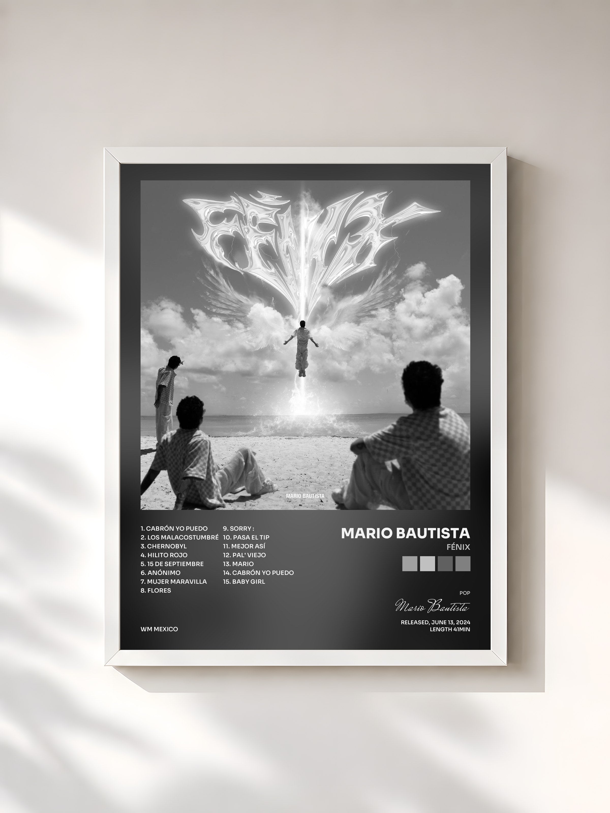 #blanc Tableau de l'album Fénix de Mario Bautista, cadre blanc, imprimé et encadré en France