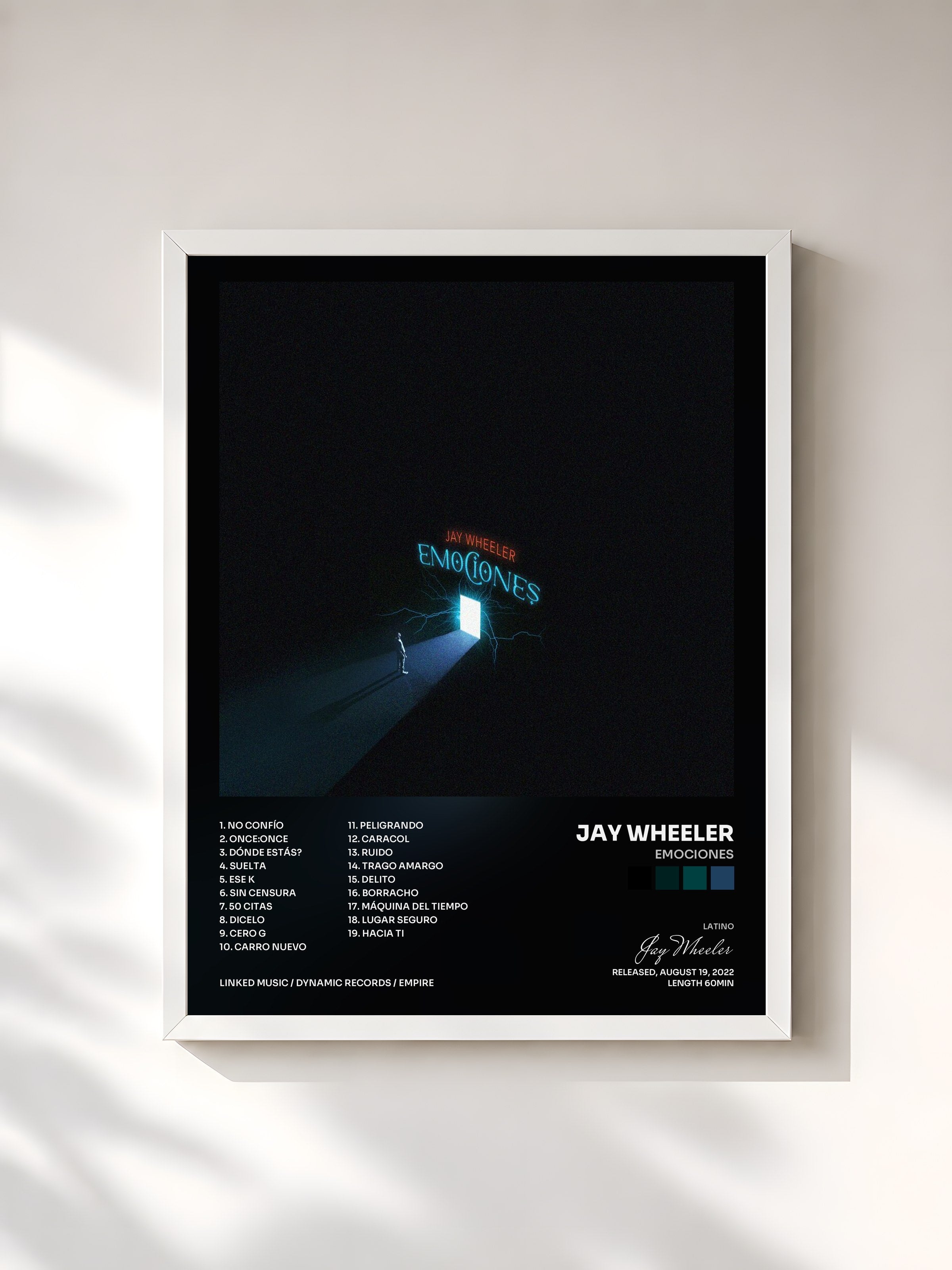 #blanc Tableau de l'album Emociones de Jay Wheeler, cadre blanc, imprimé et encadré en France