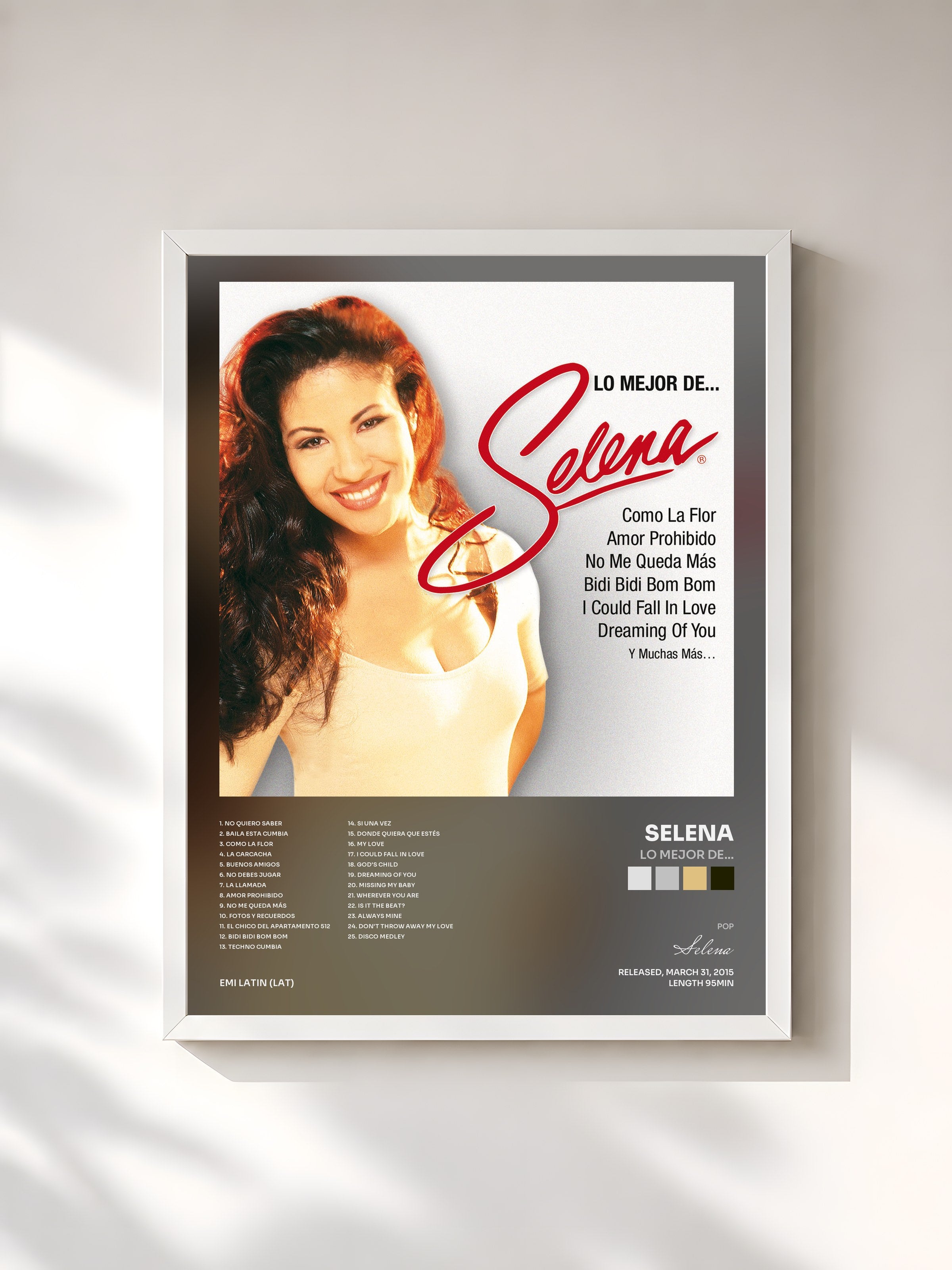 #blanc Tableau de l'album Lo Mejor De… de Selena, cadre blanc, imprimé et encadré en France