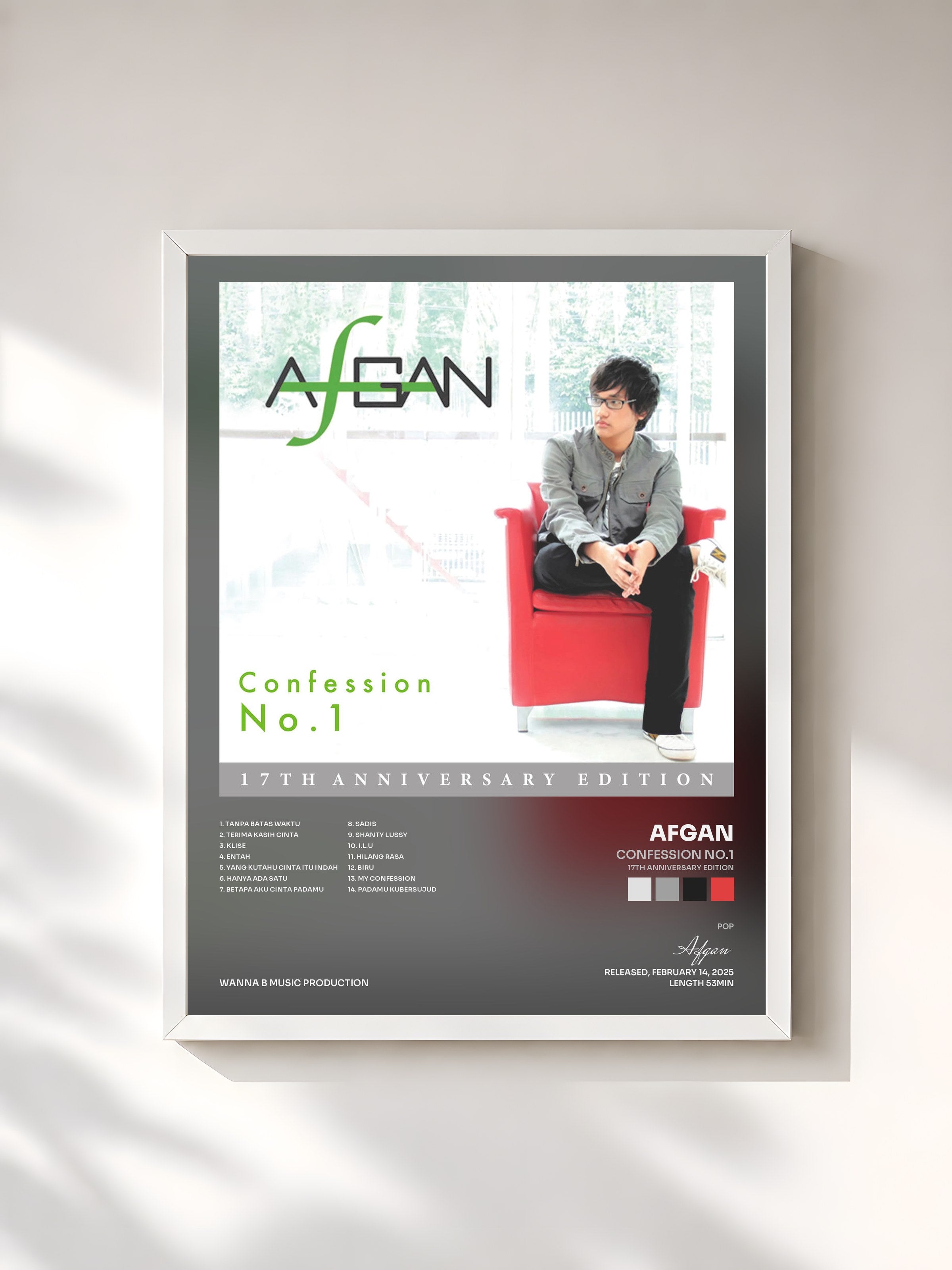 #blanc Tableau de l'album Confession No.1 (17th Anniversary Edition) de Afgan, cadre blanc, imprimé et encadré en France