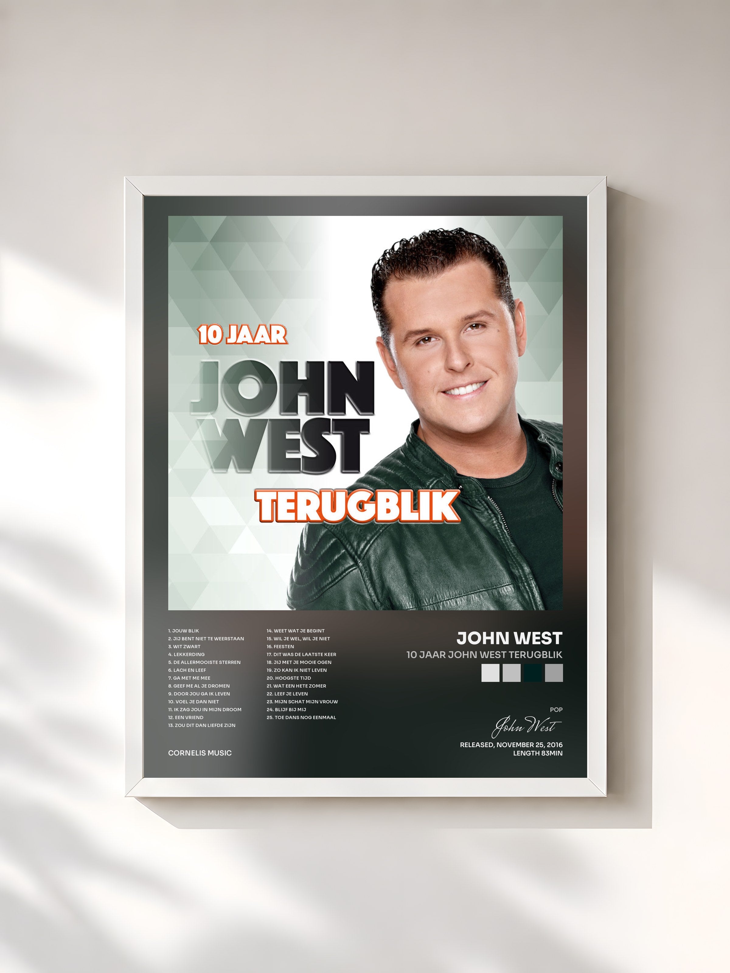 #blanc Tableau de l'album 10 jaar John West Terugblik de John West, cadre blanc, imprimé et encadré en France
