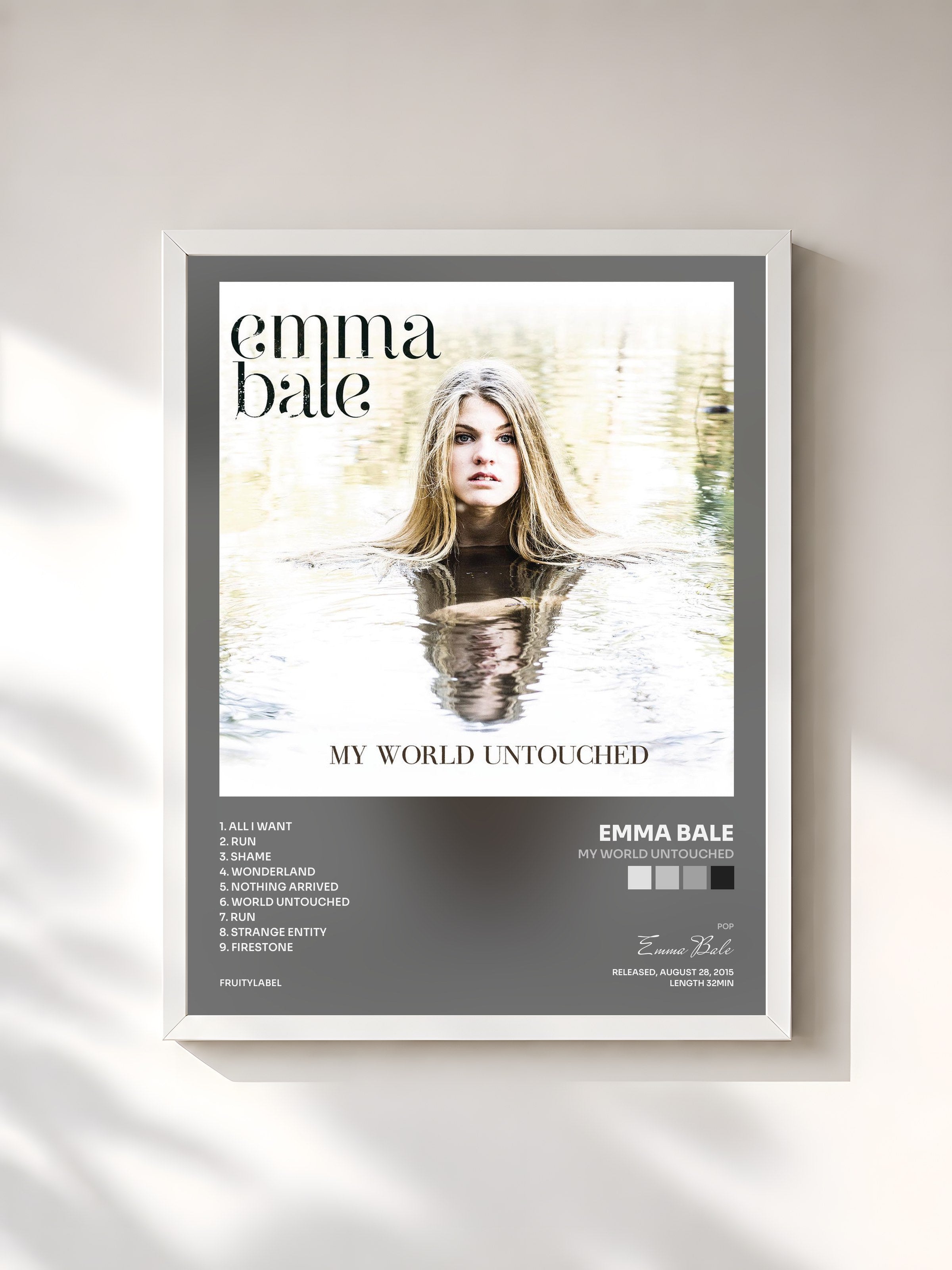 #blanc Tableau de l'album My World Untouched de Emma Bale, cadre blanc, imprimé et encadré en France