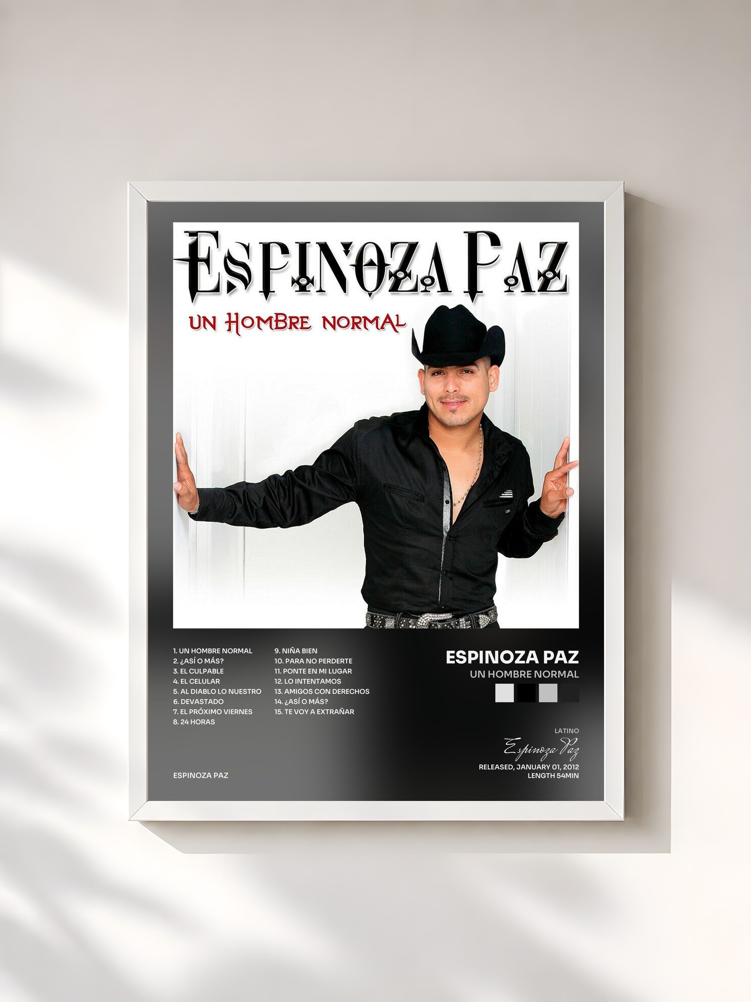 #blanc Tableau de l'album Un Hombre Normal de Espinoza Paz, cadre blanc, imprimé et encadré en France