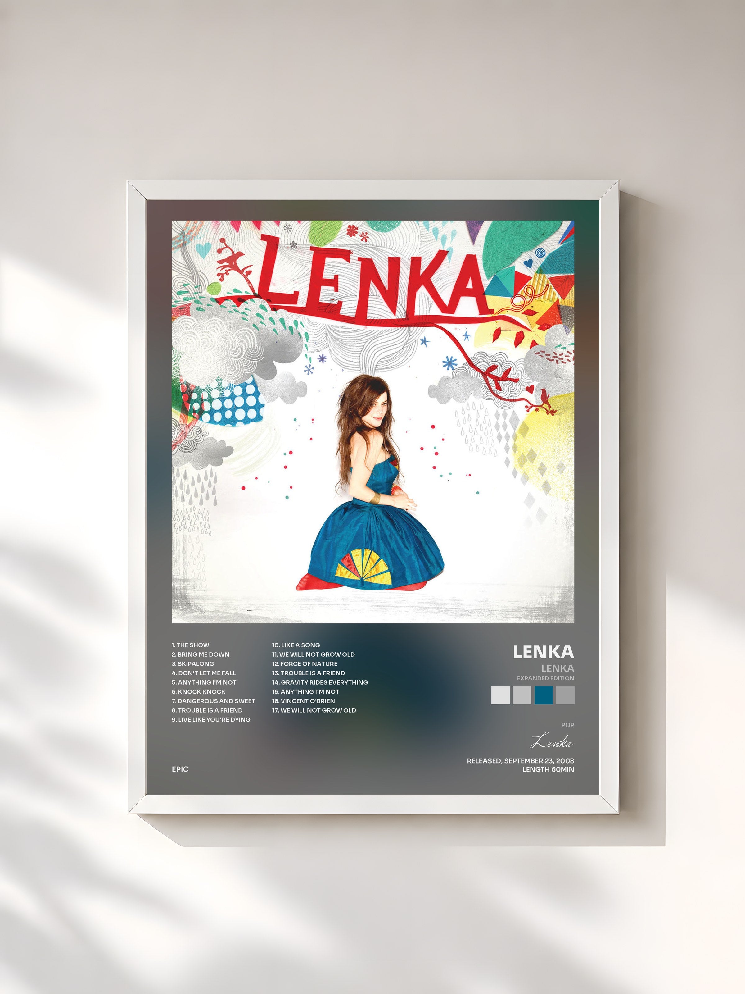 #blanc Tableau de l'album Lenka (Expanded Edition) de Lenka, cadre blanc, imprimé et encadré en France