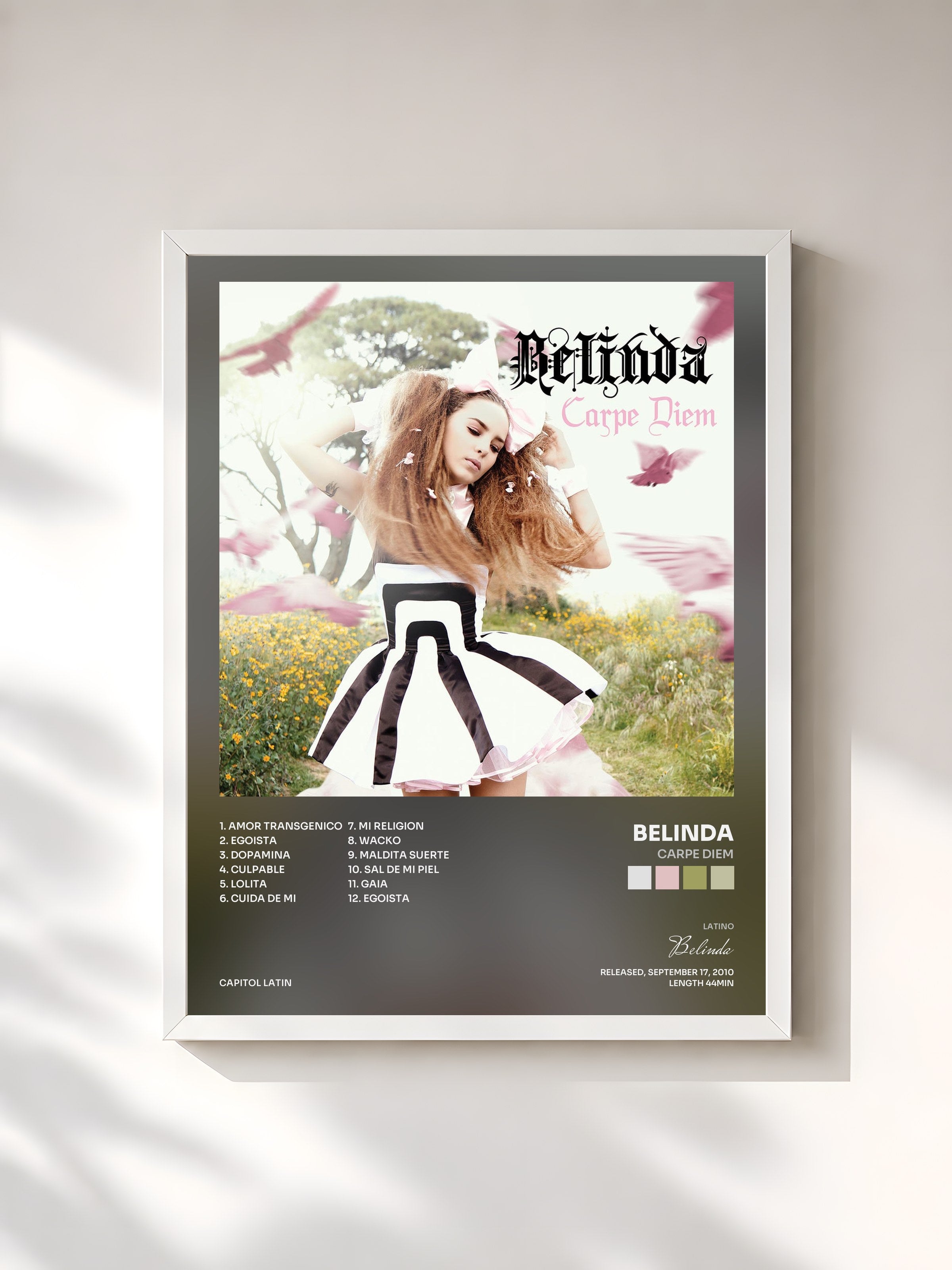 #blanc Tableau de l'album Carpe Diem de Belinda, cadre blanc, imprimé et encadré en France