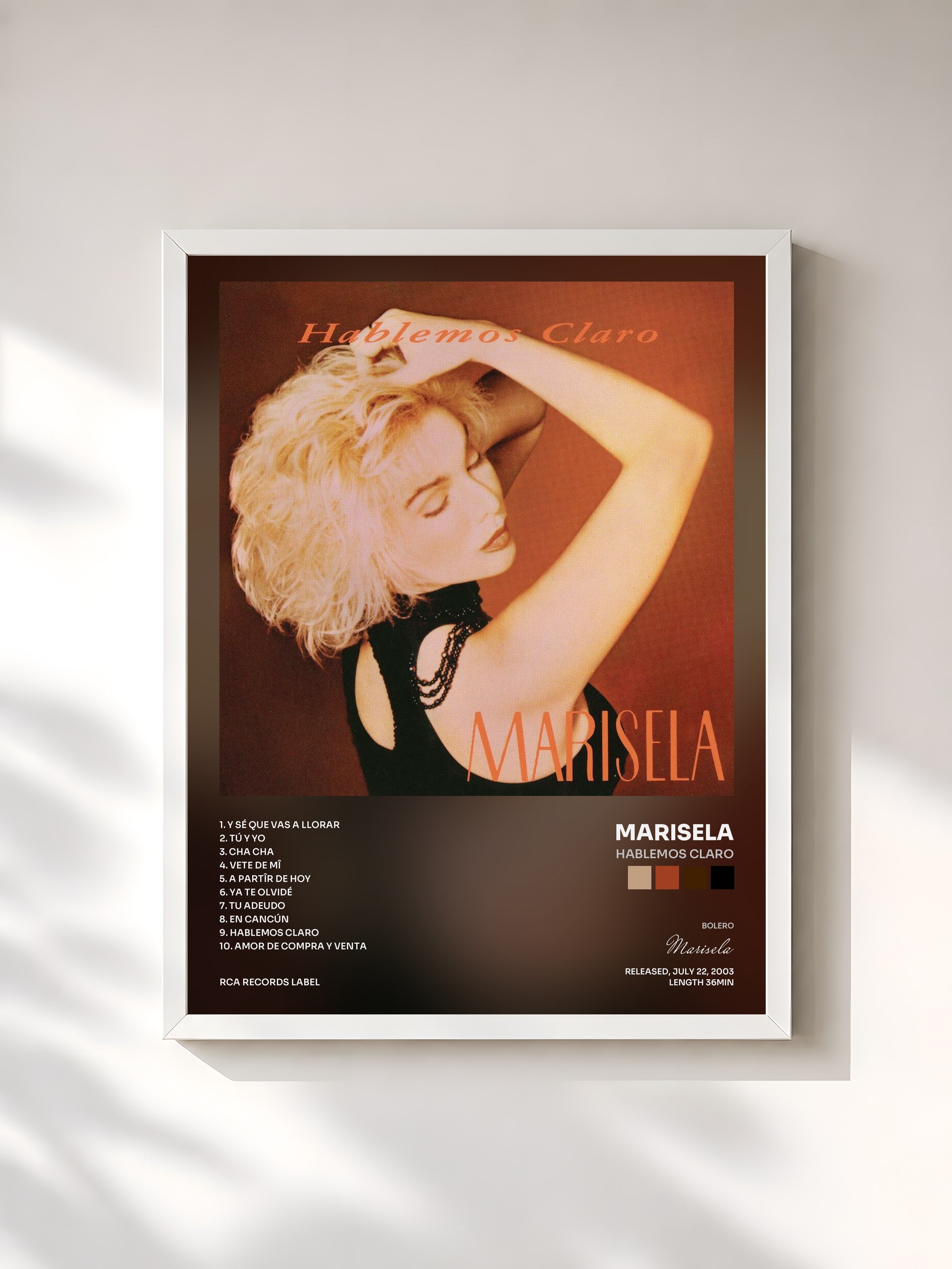 #blanc Tableau de l'album Hablemos Claro de Marisela, cadre blanc, imprimé et encadré en France