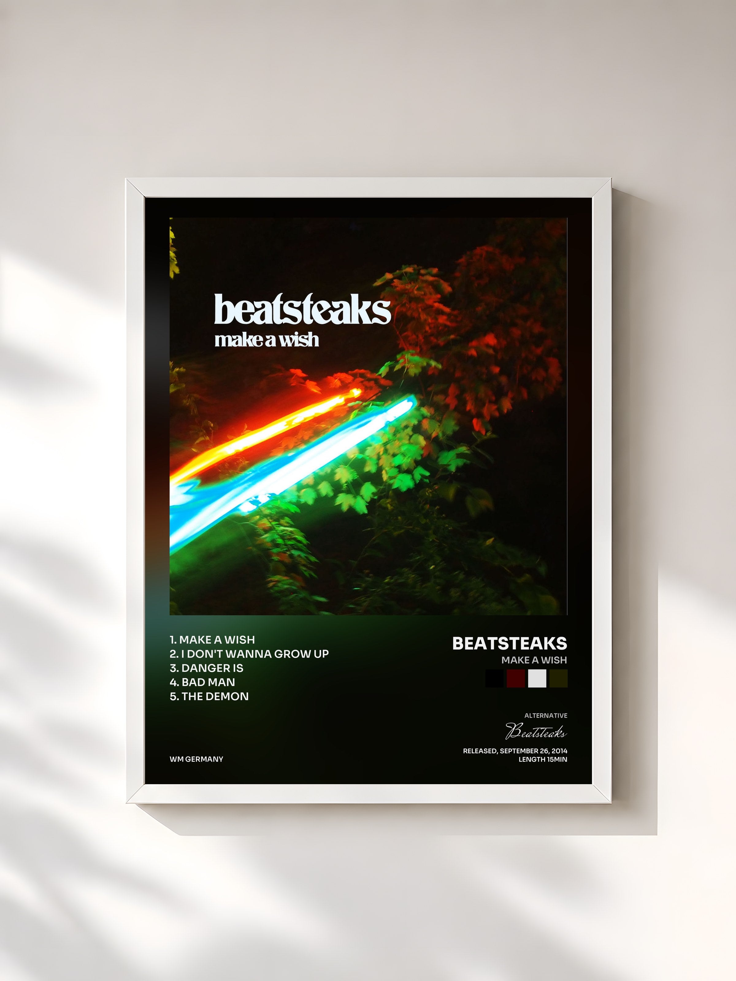 #blanc Tableau de l'album Make a Wish de Beatsteaks, cadre blanc, imprimé et encadré en France