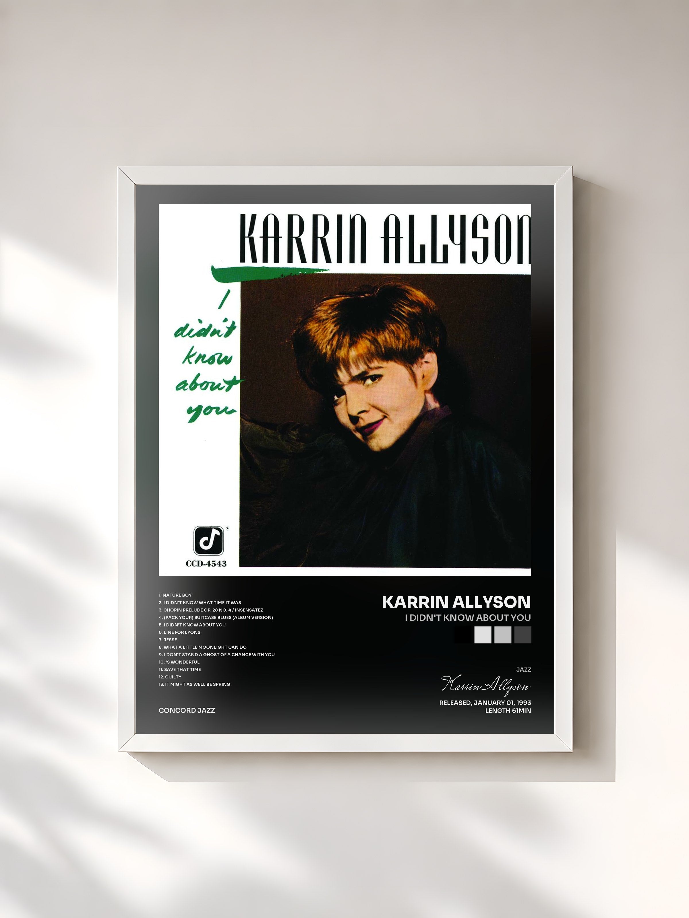 #blanc Tableau de l'album I Didn't Know About You de Karrin Allyson, cadre blanc, imprimé et encadré en France