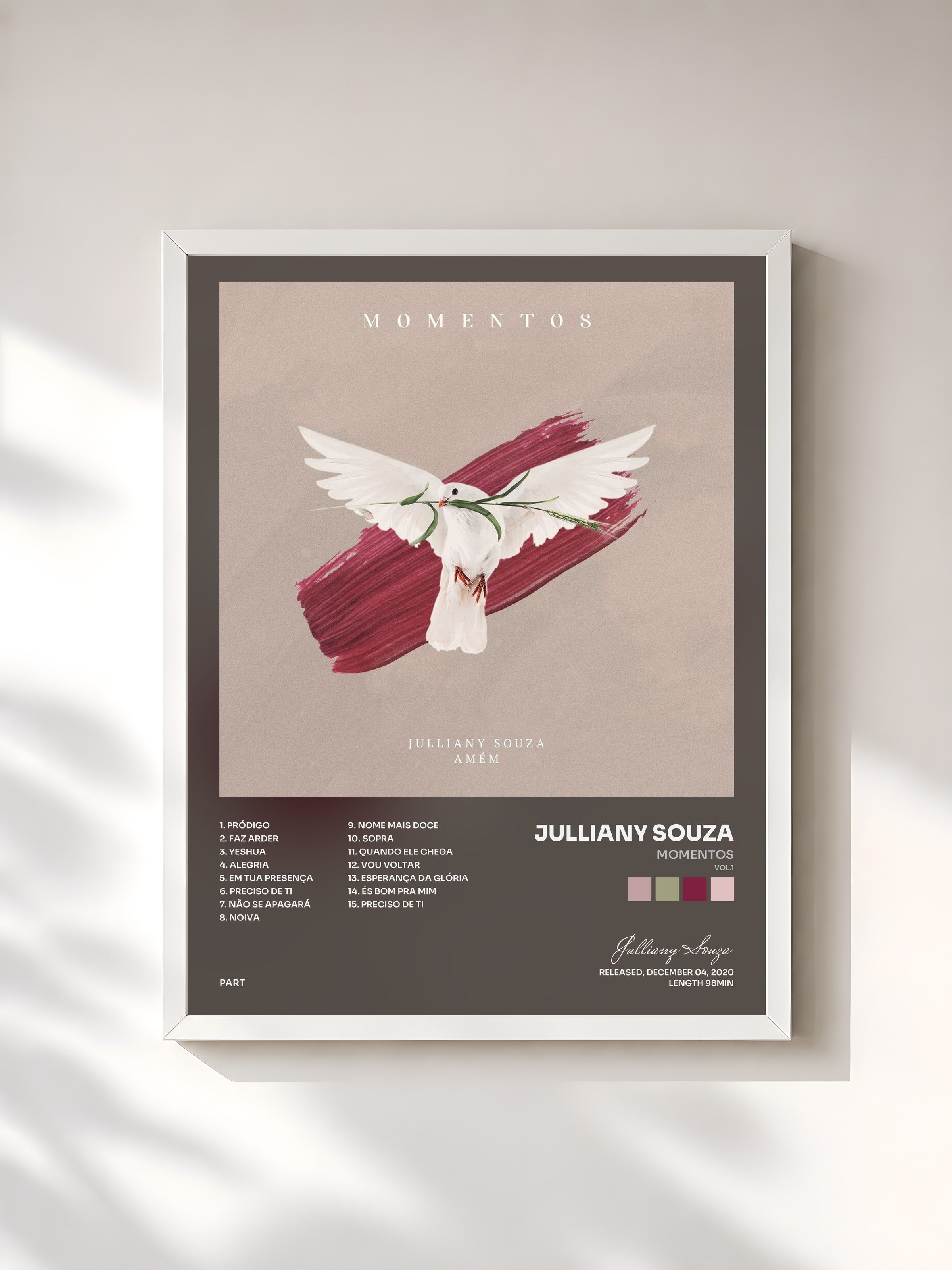 #blanc Tableau de l'album Momentos (Vol.1) de Julliany Souza, cadre blanc, imprimé et encadré en France