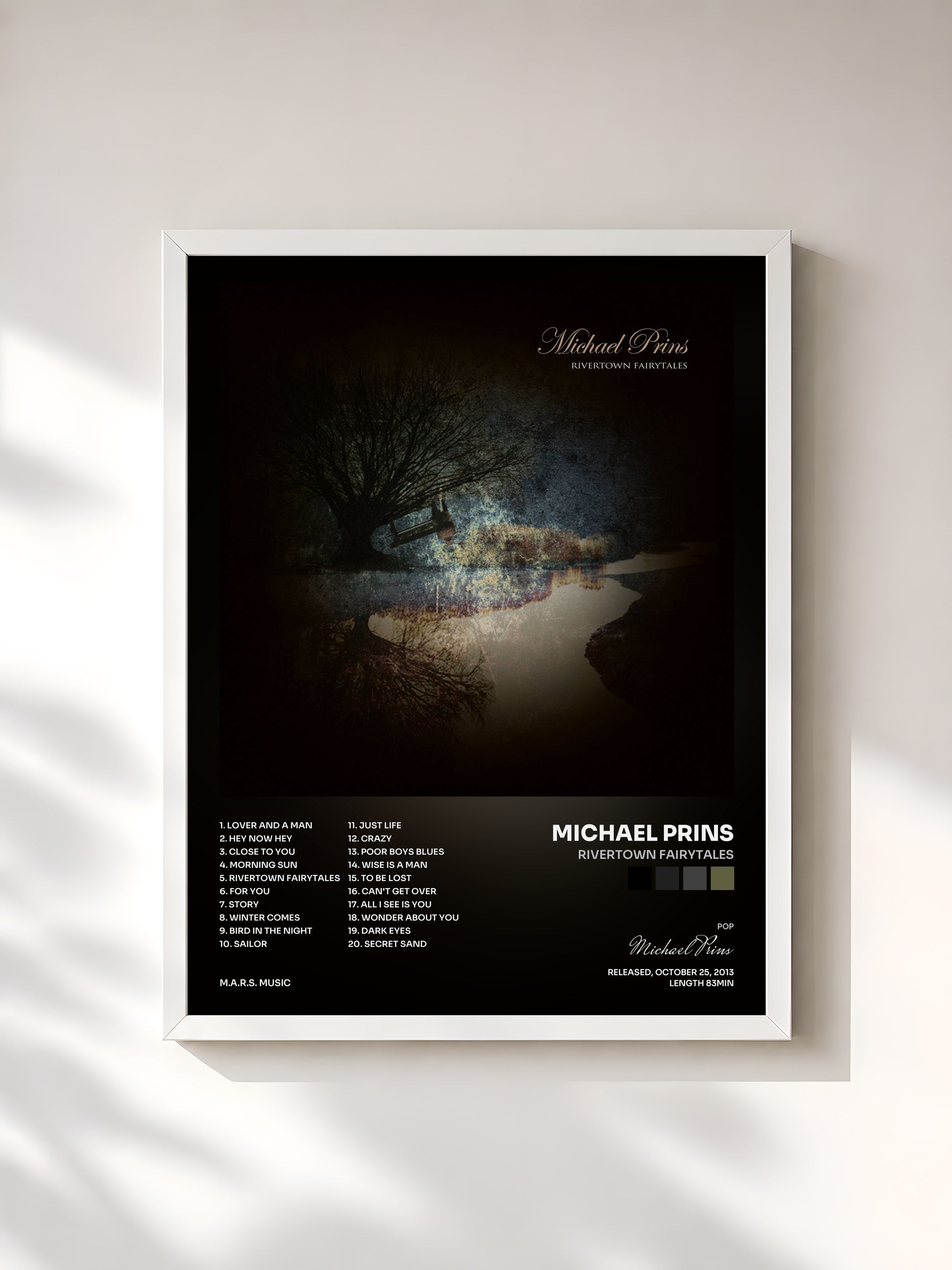 #blanc Tableau de l'album Rivertown Fairytales de Michael Prins, cadre blanc, imprimé et encadré en France