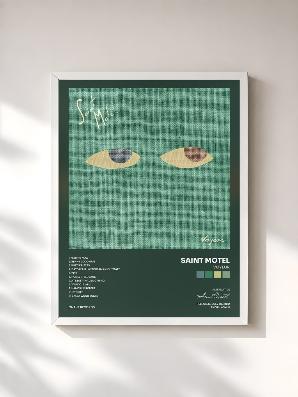 #blanc Voyeur de Saint Motel en lámina enmarcada, marco blanco, impresa y enmarcada en Francia
