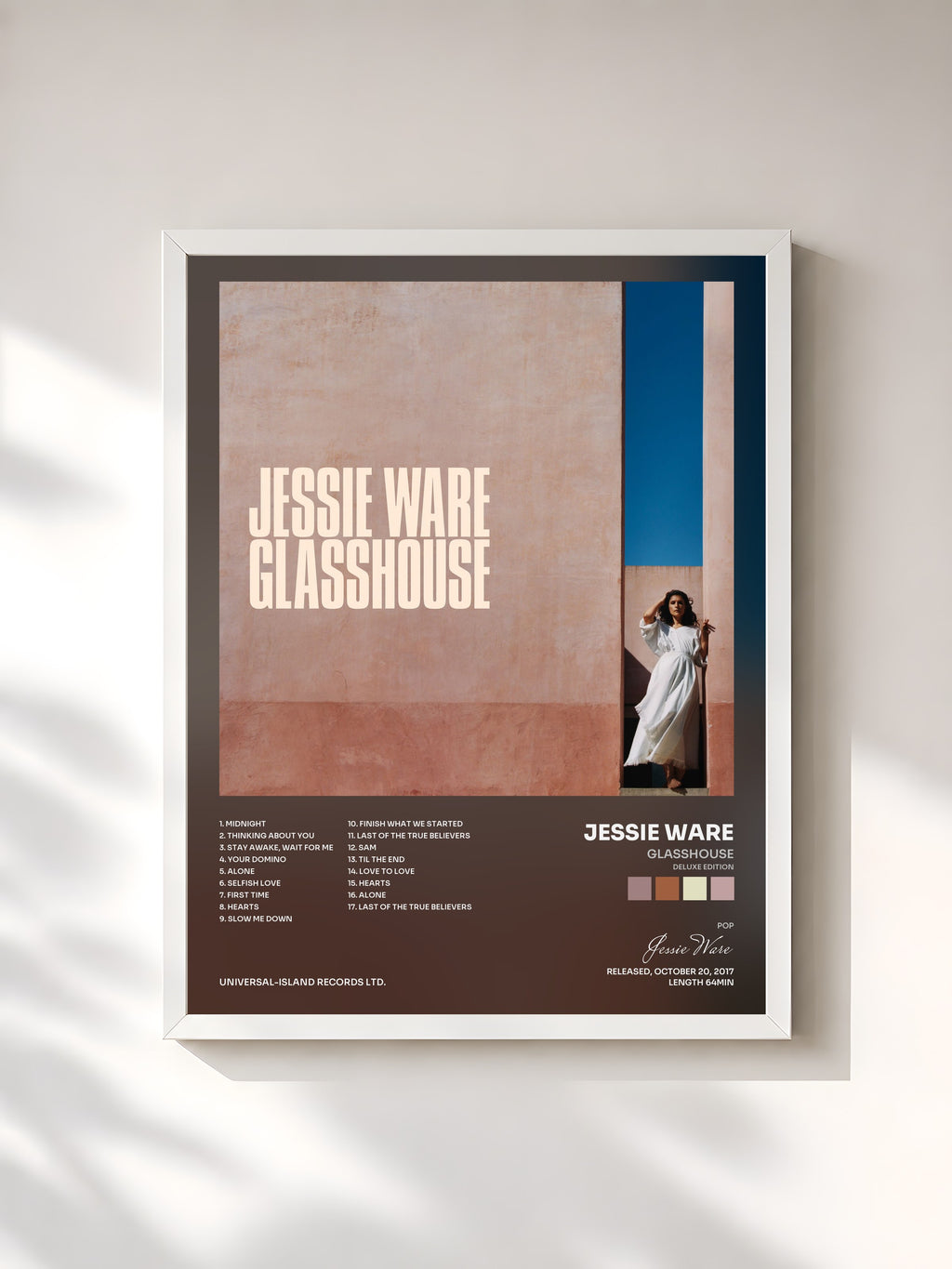 #blanc Tableau de l'album Glasshouse (Deluxe Edition) de Jessie Ware, cadre blanc, imprimé et encadré en France