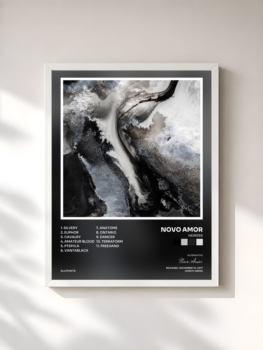 #blanc Heiress by Novo Amor as a framed art print, white frame, printed and framed in France