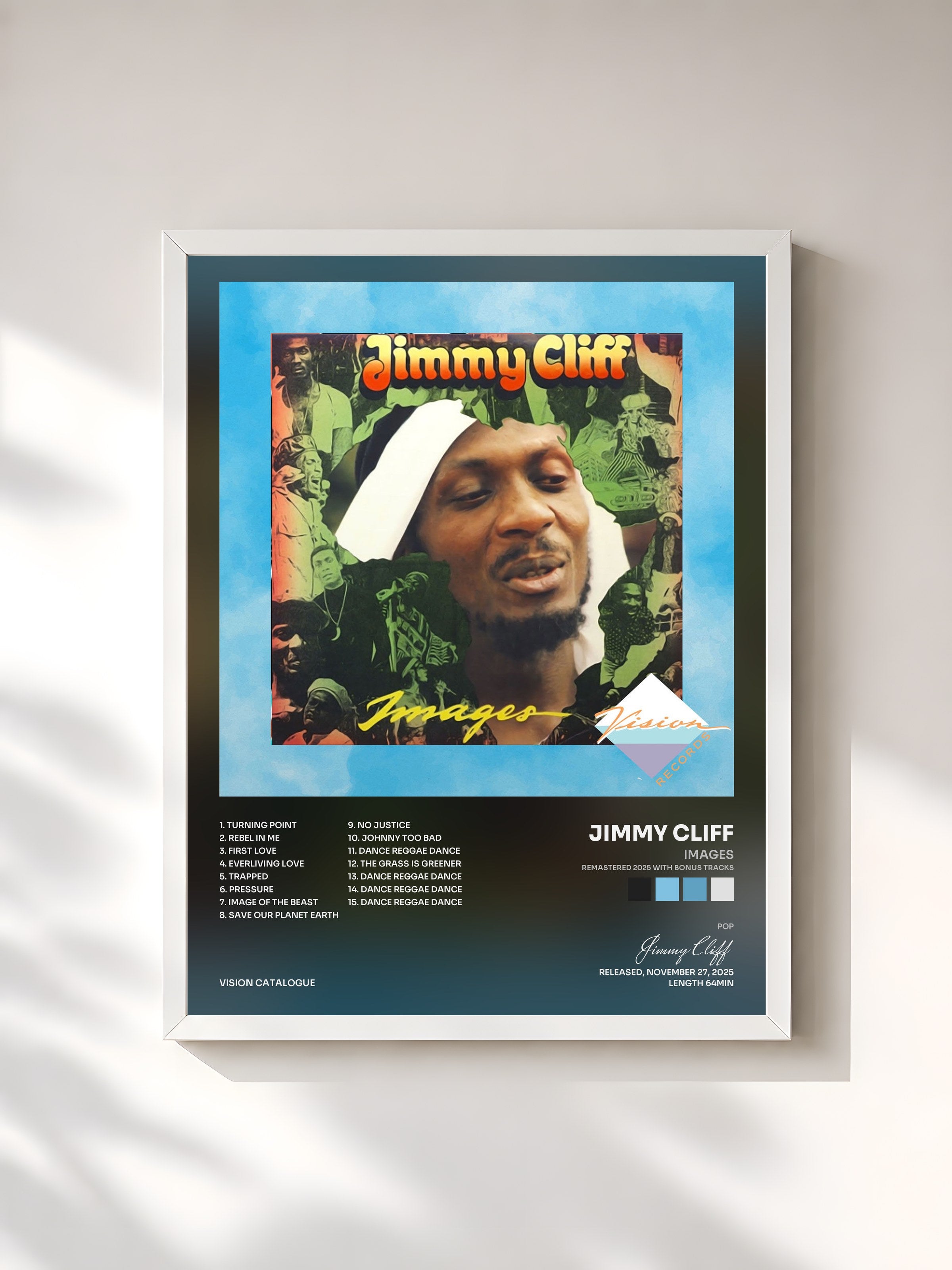 #blanc Tableau de l'album Images (Remastered 2025 with Bonus Tracks) de Jimmy Cliff, cadre blanc, imprimé et encadré en France