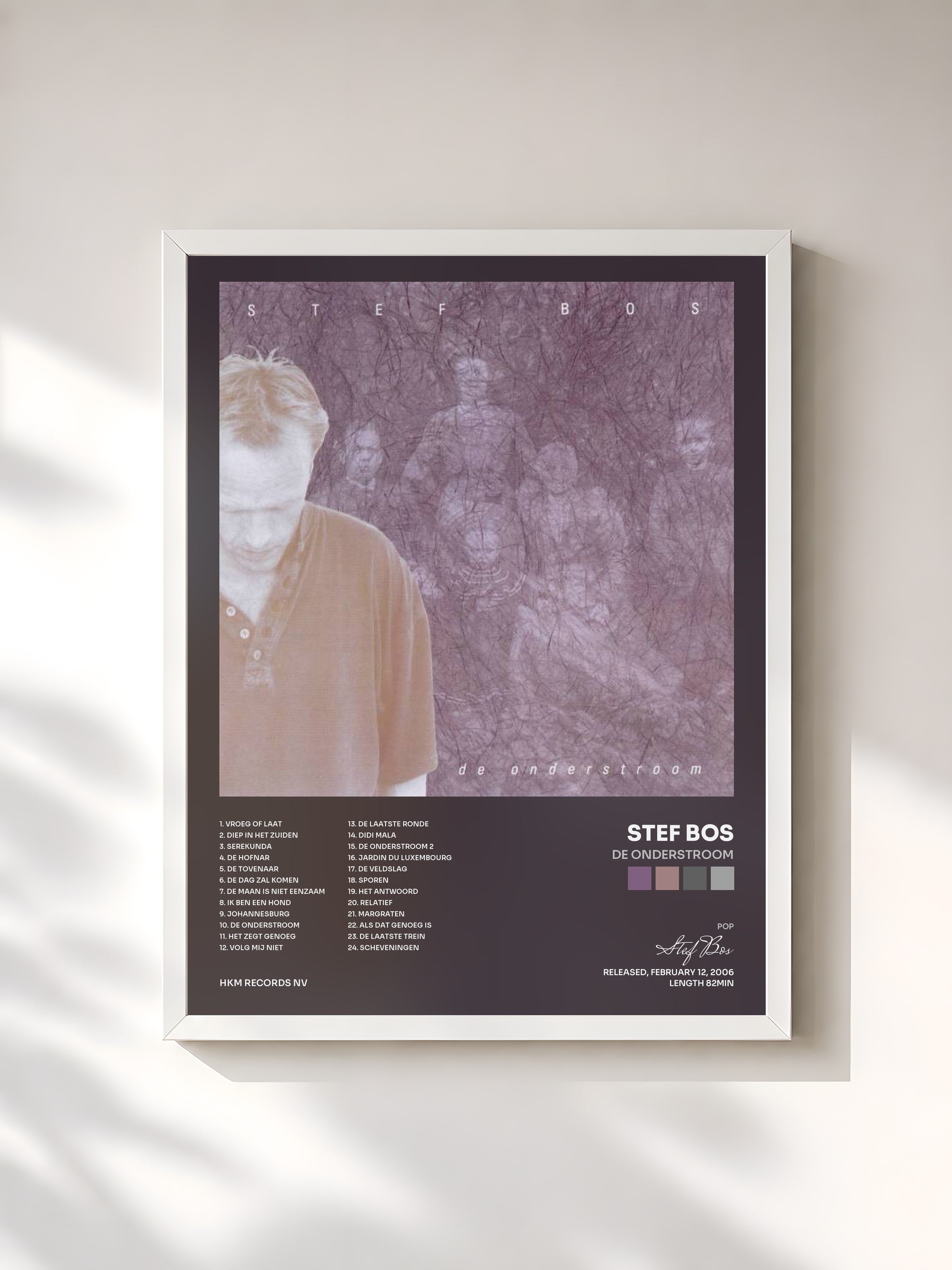 #blanc Tableau de l'album De Onderstroom de Stef Bos, cadre blanc, imprimé et encadré en France