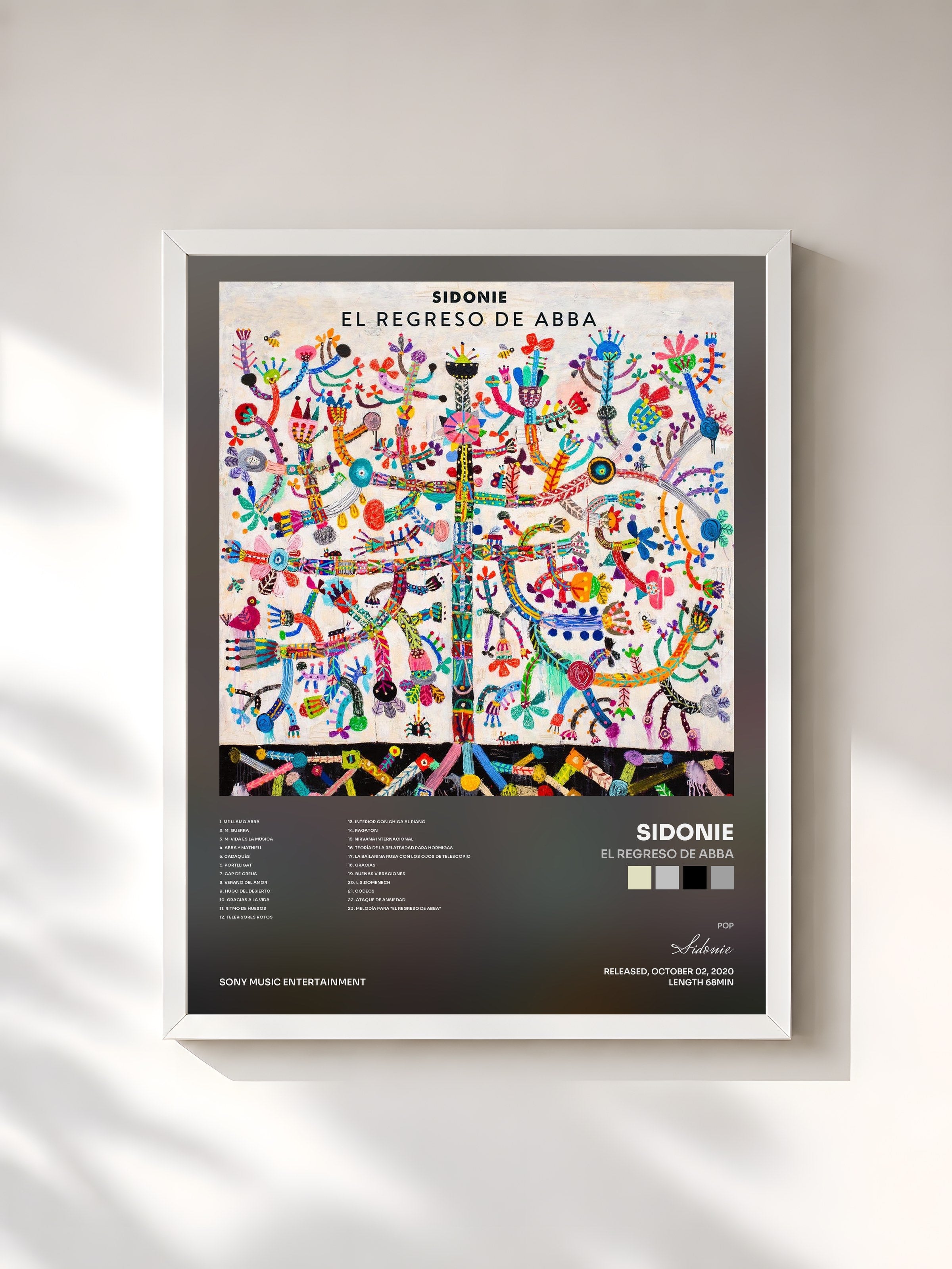 #blanc Tableau de l'album El Regreso de Abba de Sidonie, cadre blanc, imprimé et encadré en France