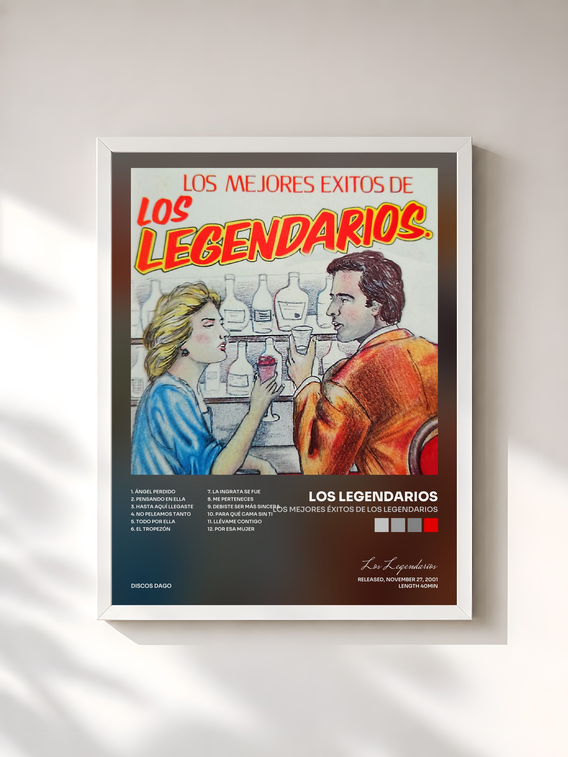 #blanc Tableau de l'album Los Mejores Éxitos de los Legendarios de Los Legendarios, cadre blanc, imprimé et encadré en France