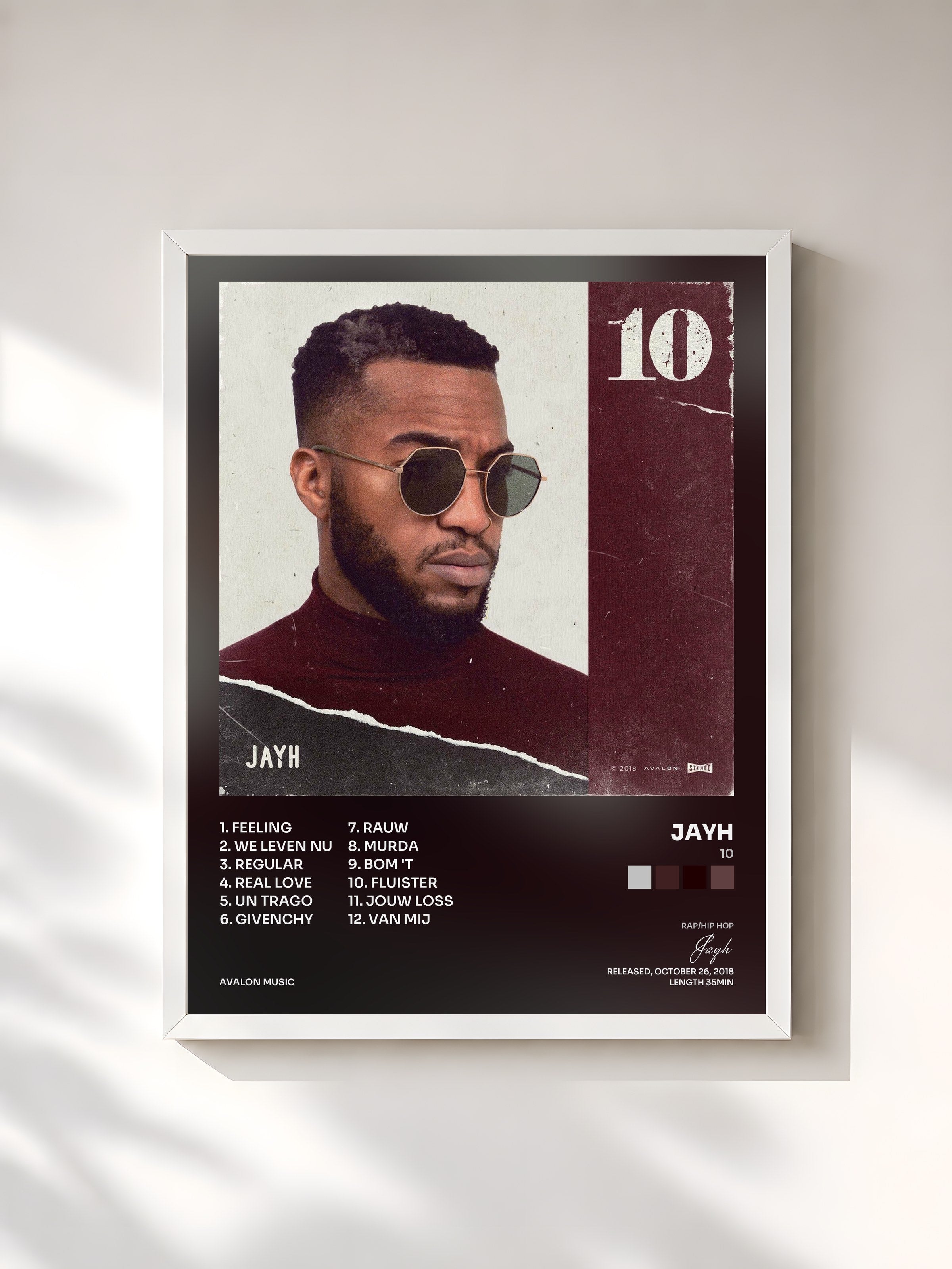 #blanc Tableau de l'album 10 de Jayh, cadre blanc, imprimé et encadré en France