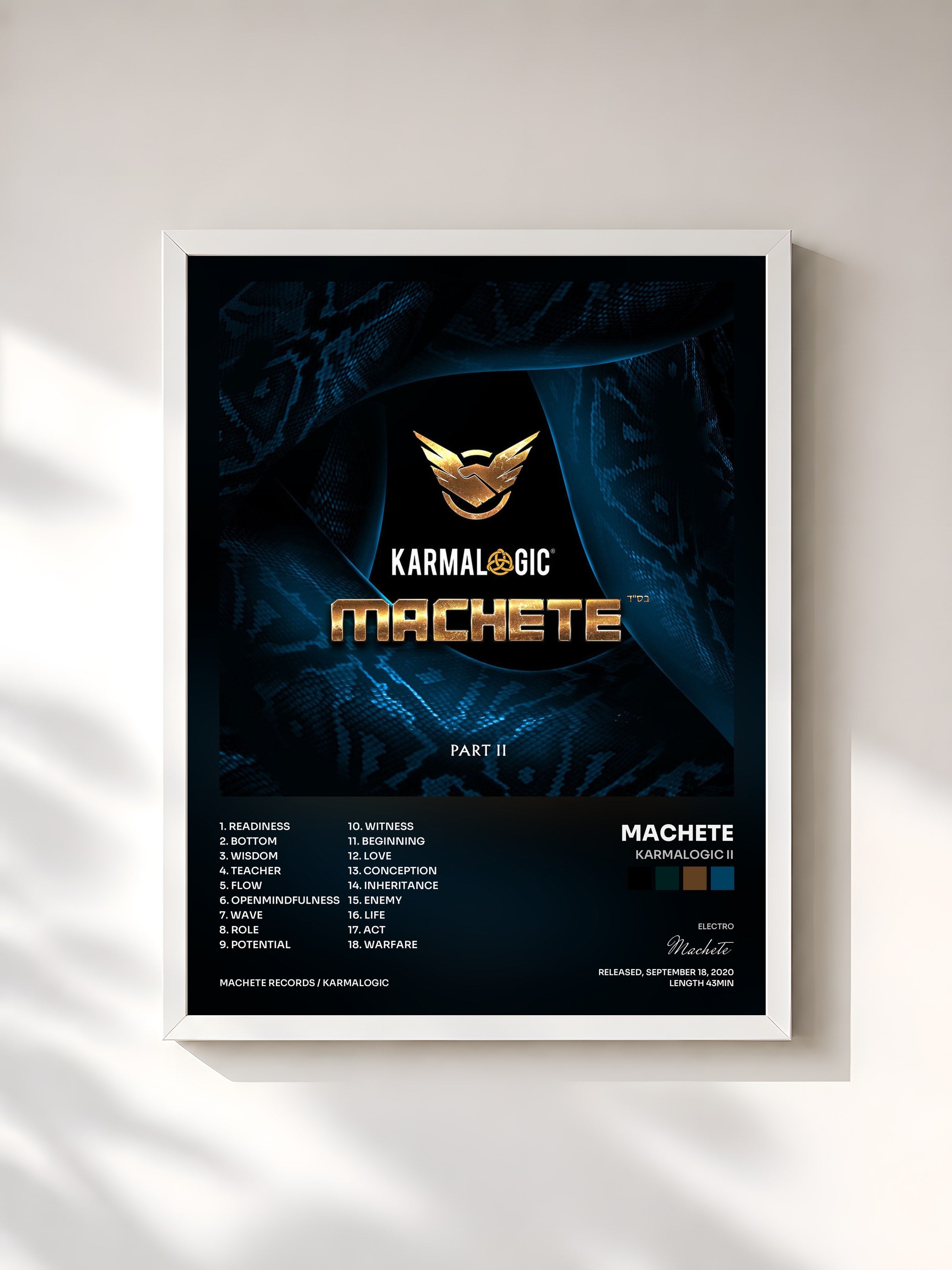 #blanc Tableau de l'album Karmalogic II de Machete, cadre blanc, imprimé et encadré en France