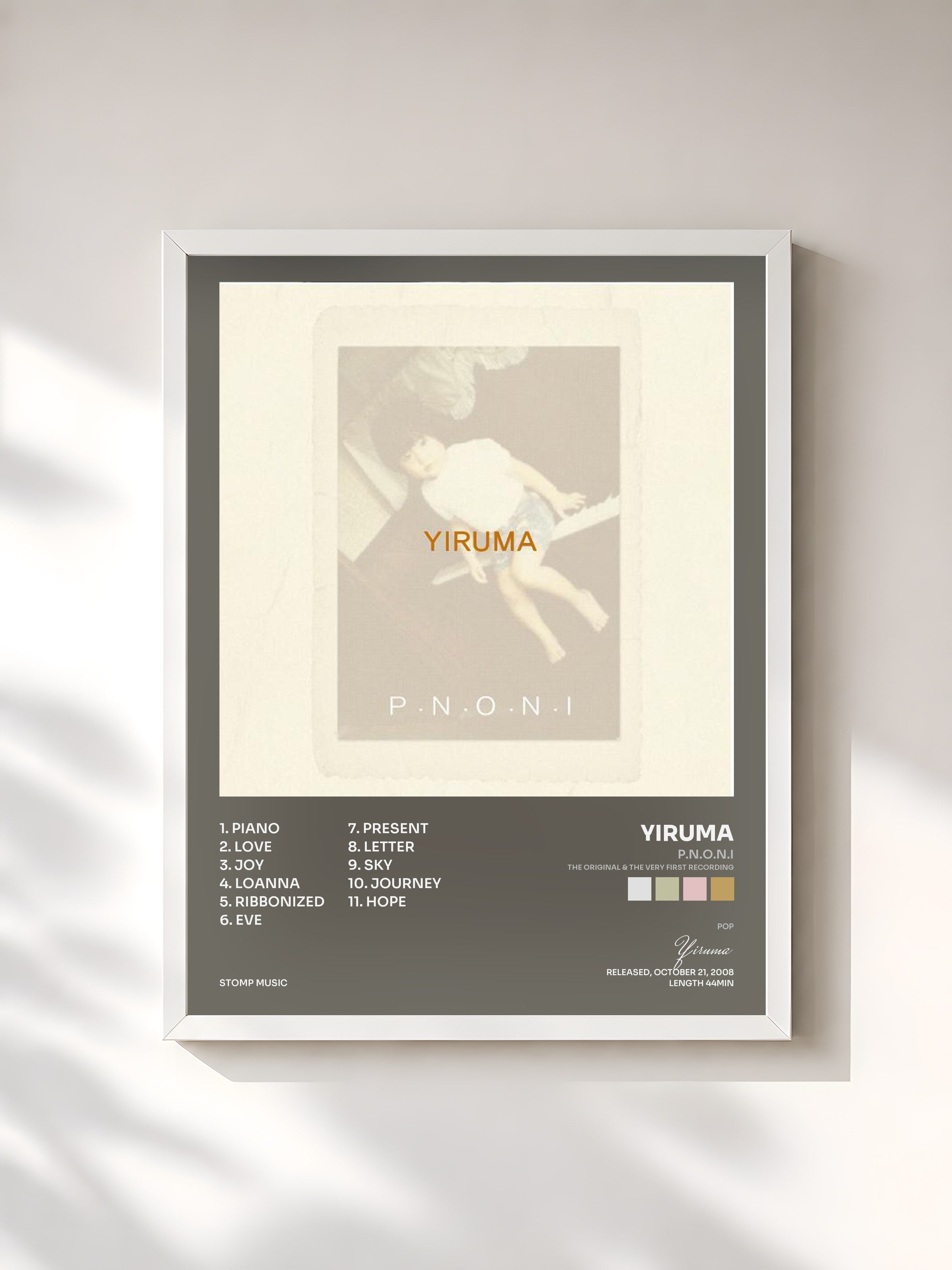 #blanc Tableau de l'album P.N.O.N.I (The Original & the Very First Recording) de Yiruma, cadre blanc, imprimé et encadré en France