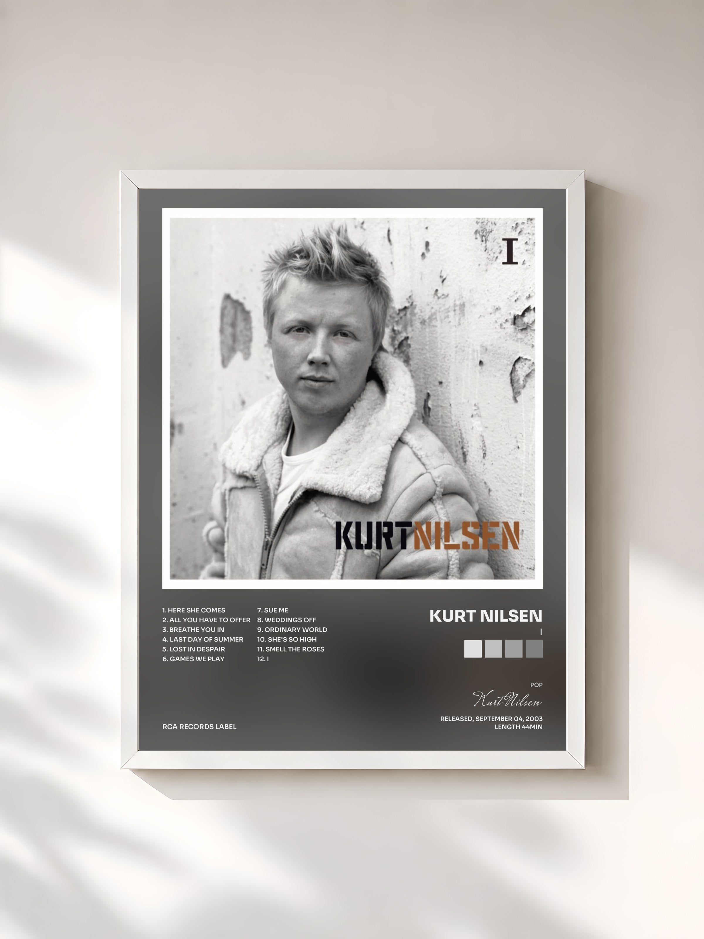 #blanc Tableau de l'album I de Kurt Nilsen, cadre blanc, imprimé et encadré en France