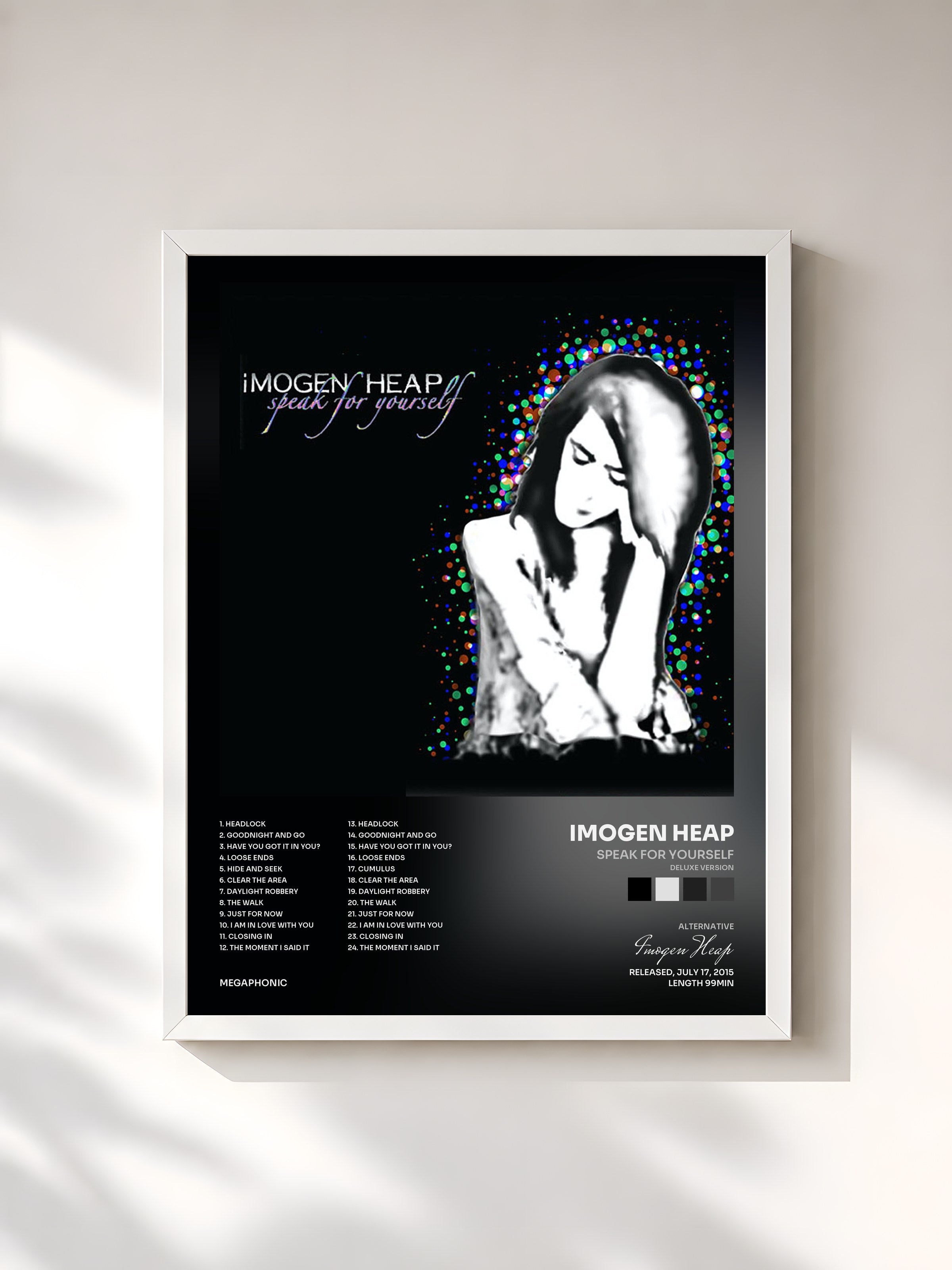 #blanc Tableau de l'album Speak for Yourself (Deluxe Version) de Imogen Heap, cadre blanc, imprimé et encadré en France