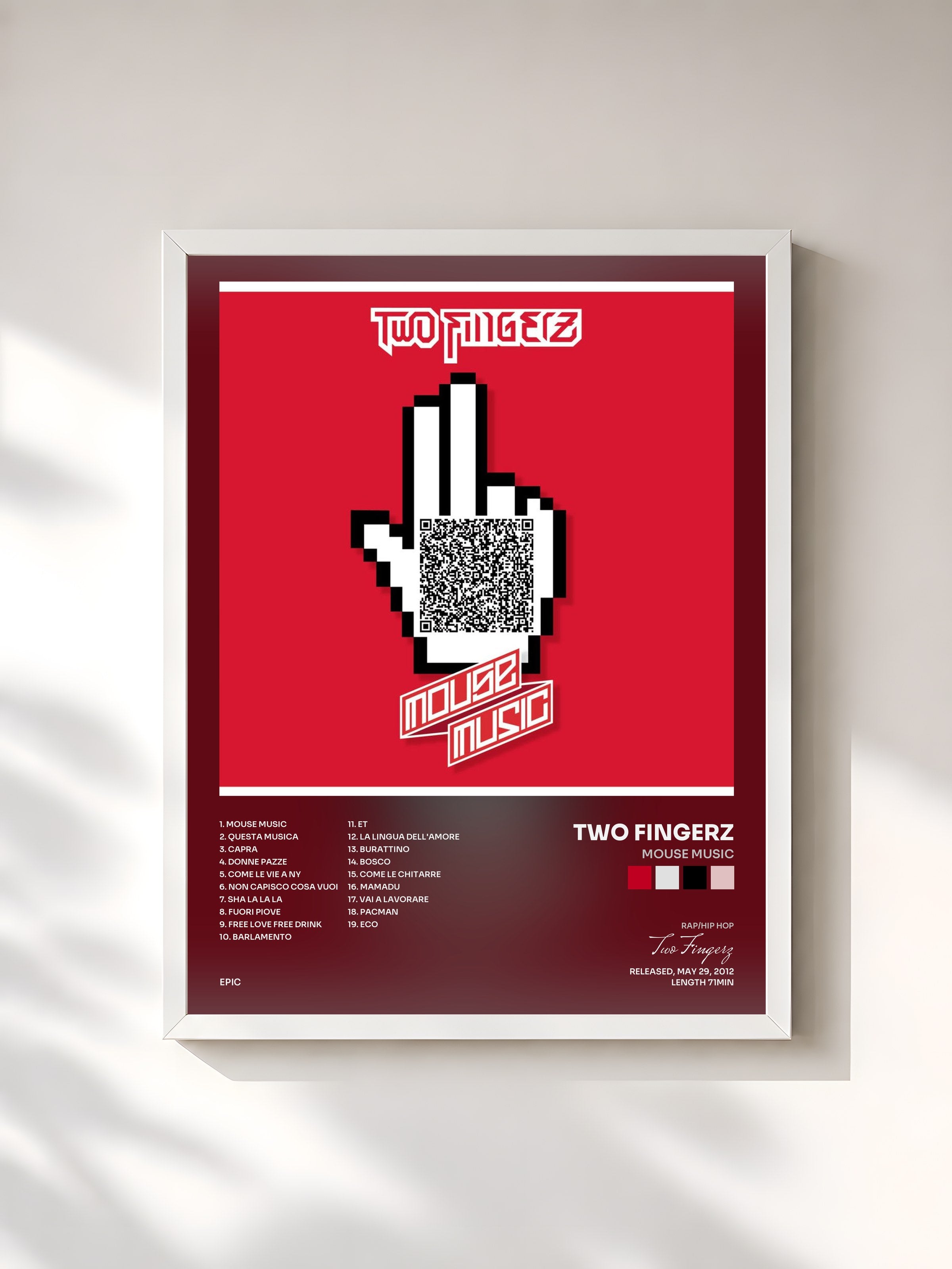 #blanc Tableau de l'album Mouse Music de Two Fingerz, cadre blanc, imprimé et encadré en France