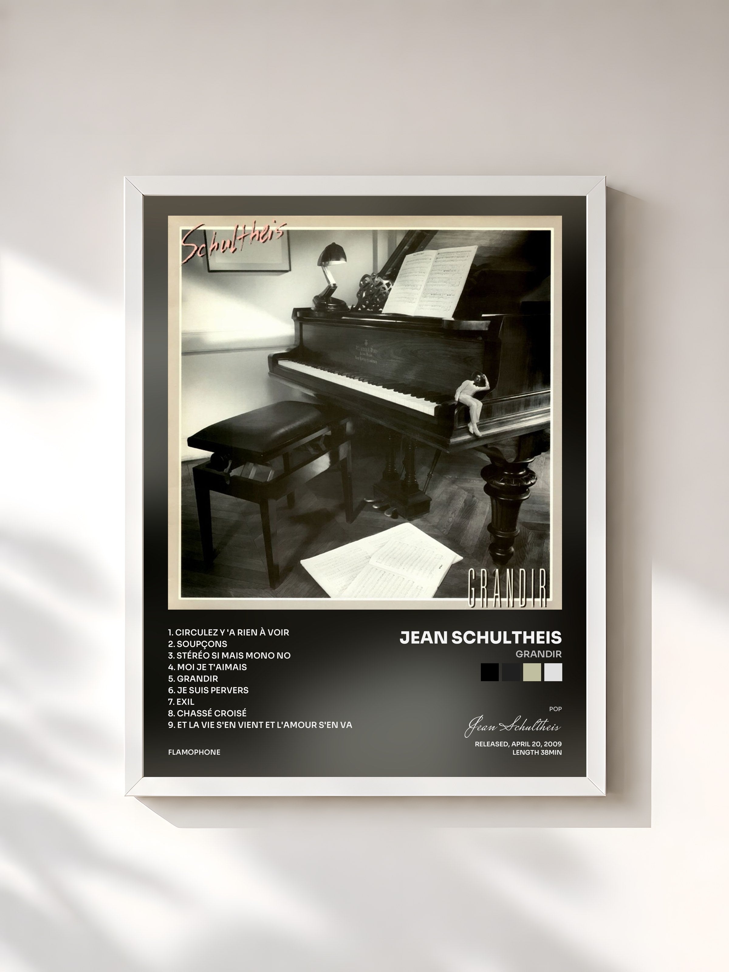 #blanc Tableau de l'album Grandir de Jean Schultheis, cadre blanc, imprimé et encadré en France