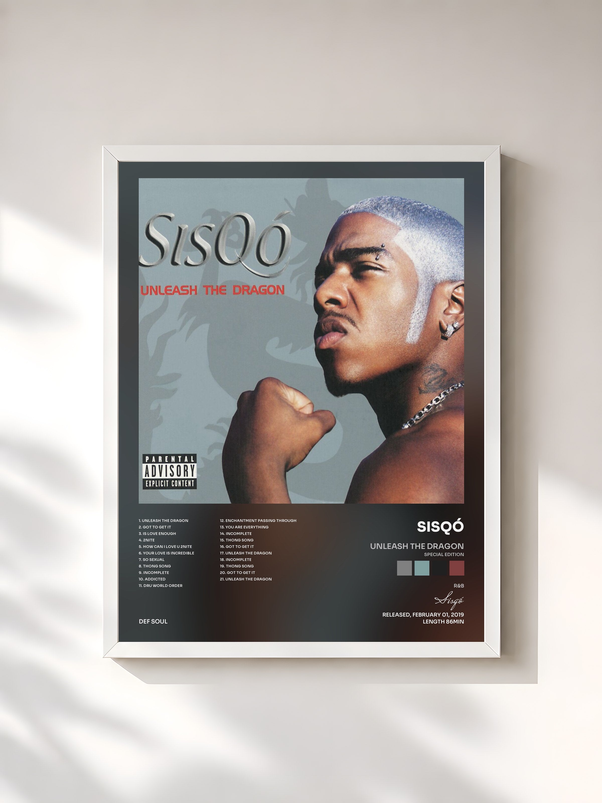 #blanc Tableau de l'album Unleash The Dragon (Special Edition) de Sisqó, cadre blanc, imprimé et encadré en France