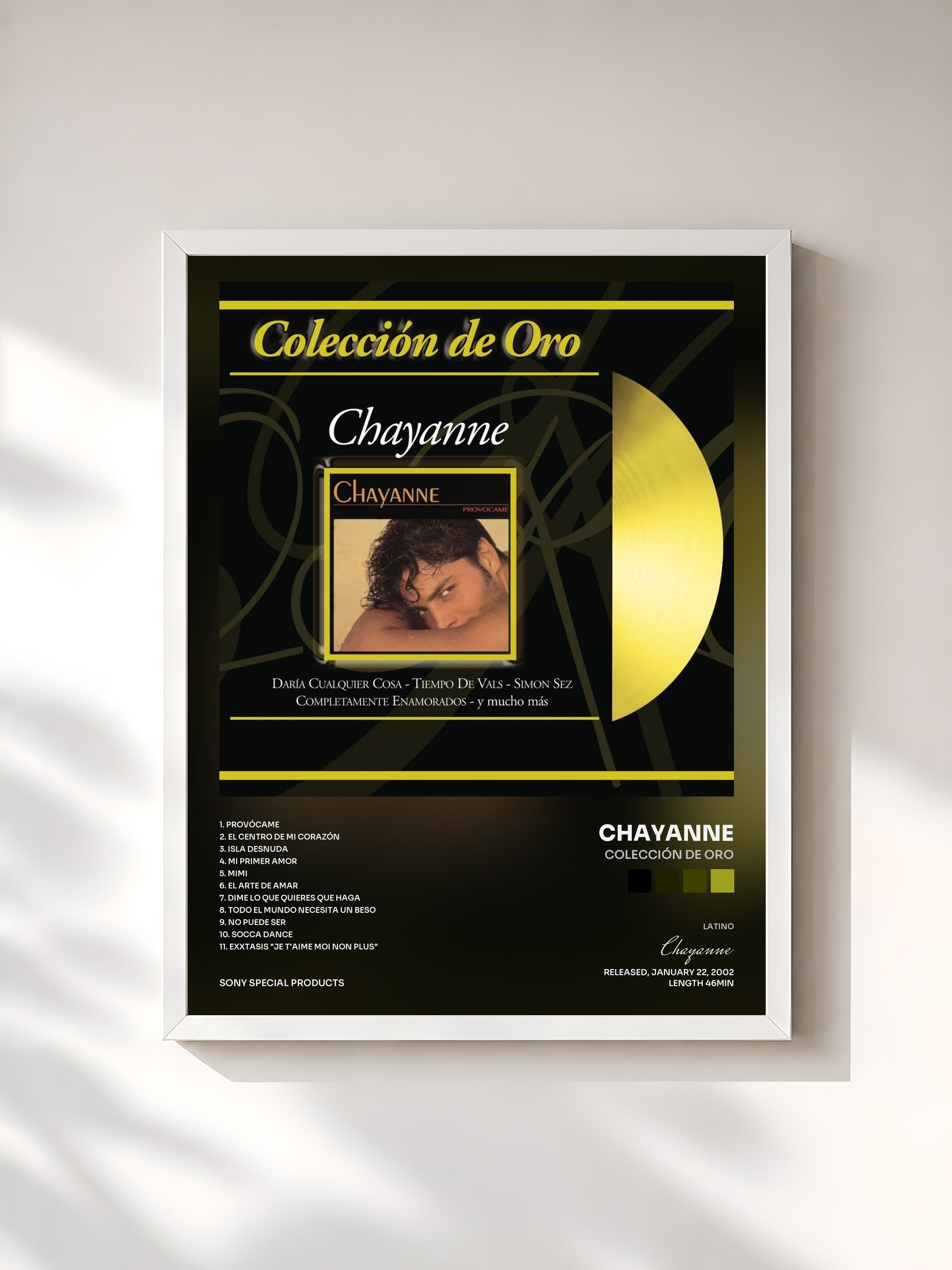 #blanc Tableau de l'album Colección De Oro de Chayanne, cadre blanc, imprimé et encadré en France