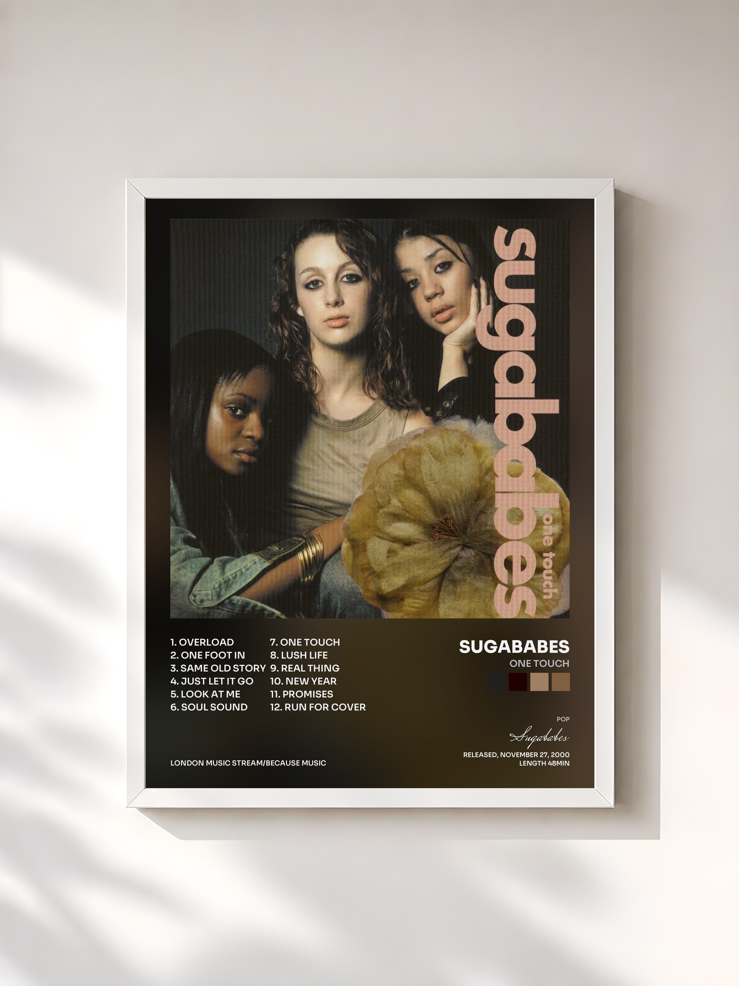 #blanc Tableau de l'album One Touch de Sugababes, cadre blanc, imprimé et encadré en France