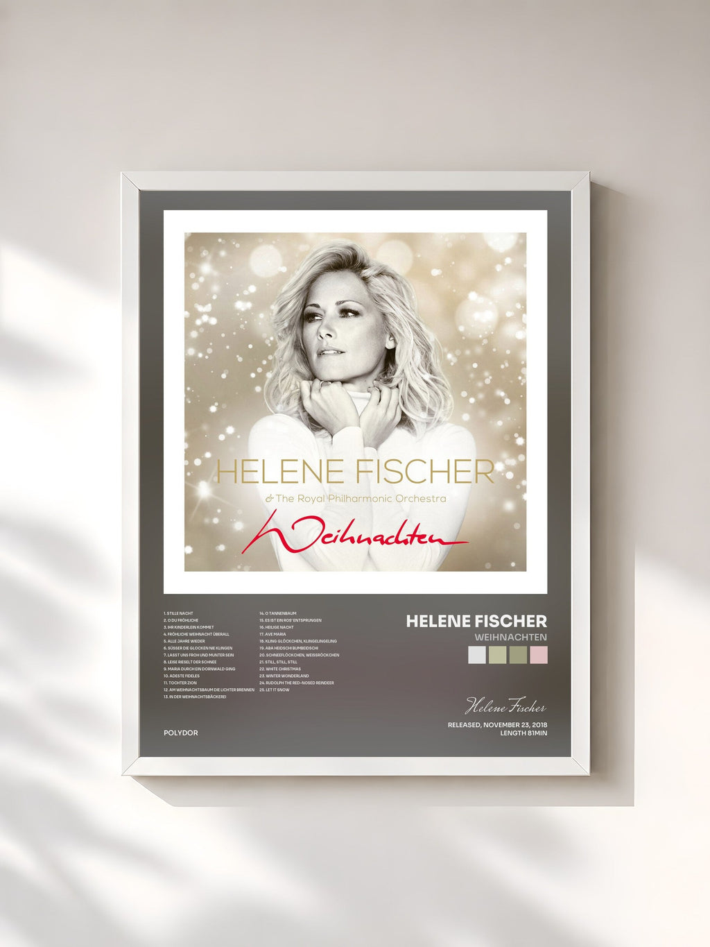 #blanc Weihnachten von Helene Fischer als gerahmter Kunstdruck, weißer Rahmen, gedruckt und gerahmt in Frankreich