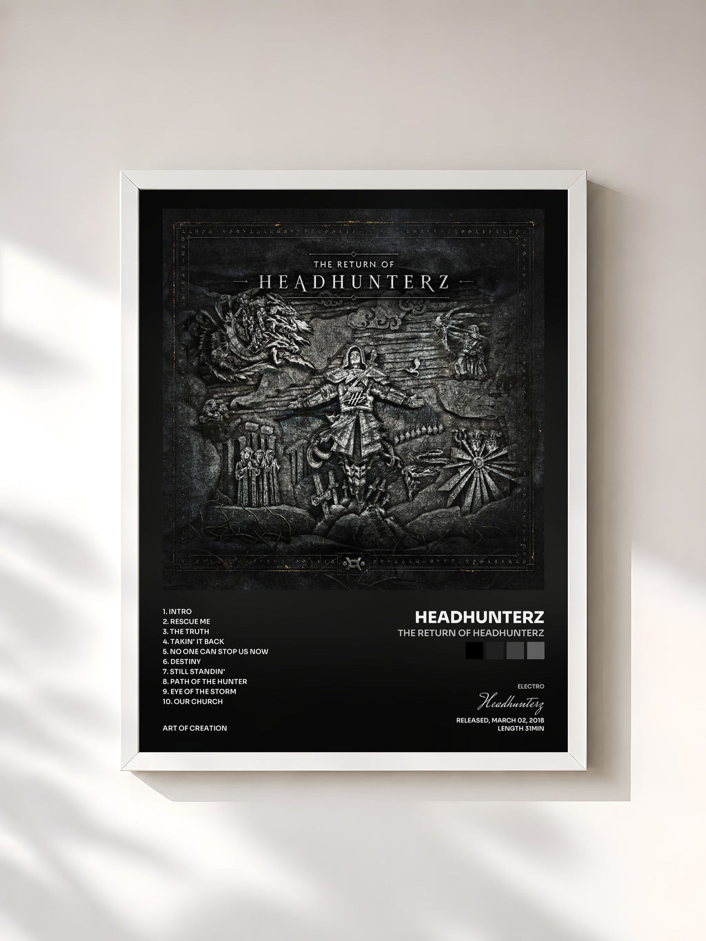 #blanc The Return Of Headhunterz by Headhunterz as a framed art print, white frame, printed and framed in France