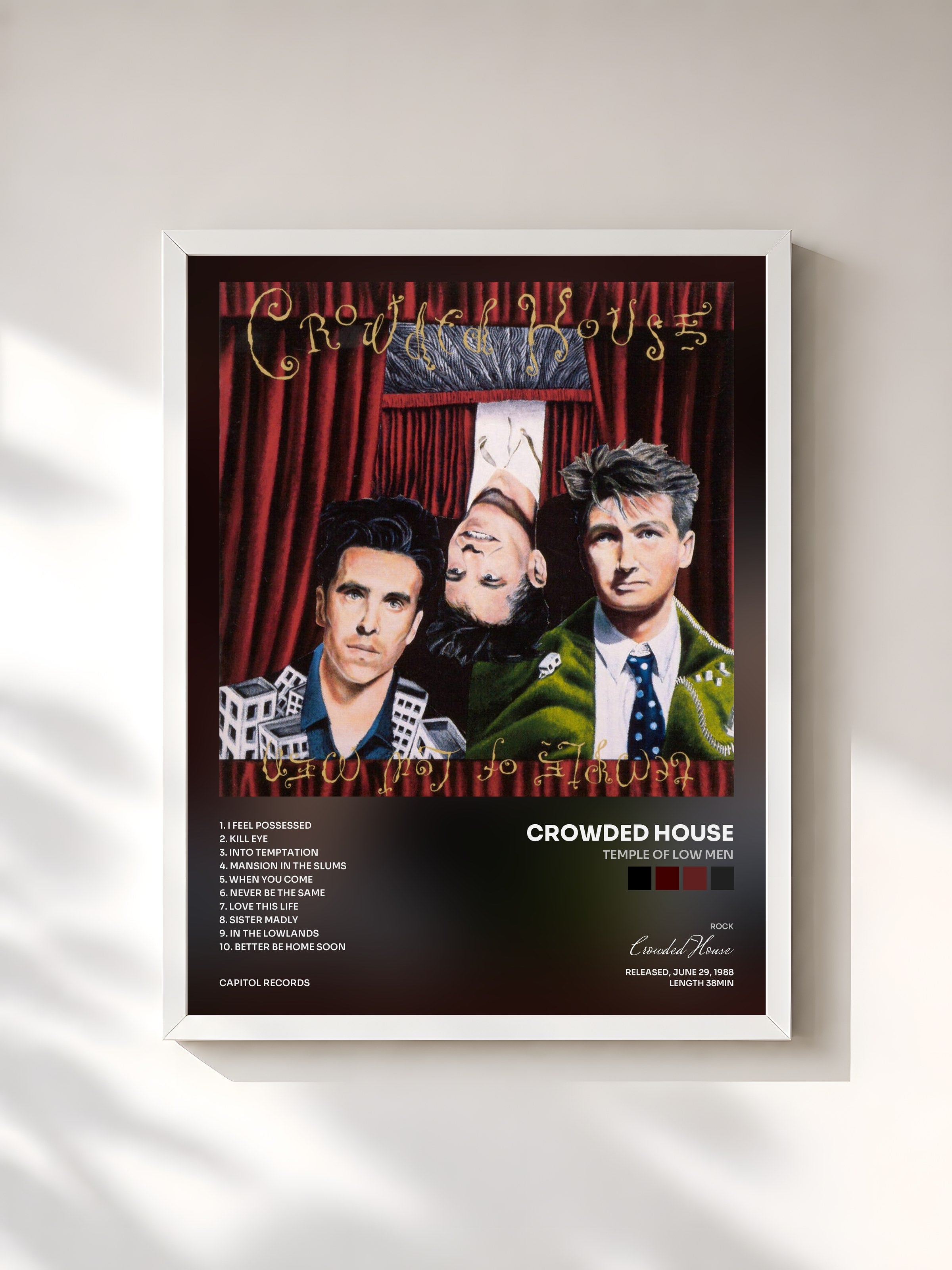 #blanc Tableau de l'album Temple Of Low Men de Crowded House, cadre blanc, imprimé et encadré en France