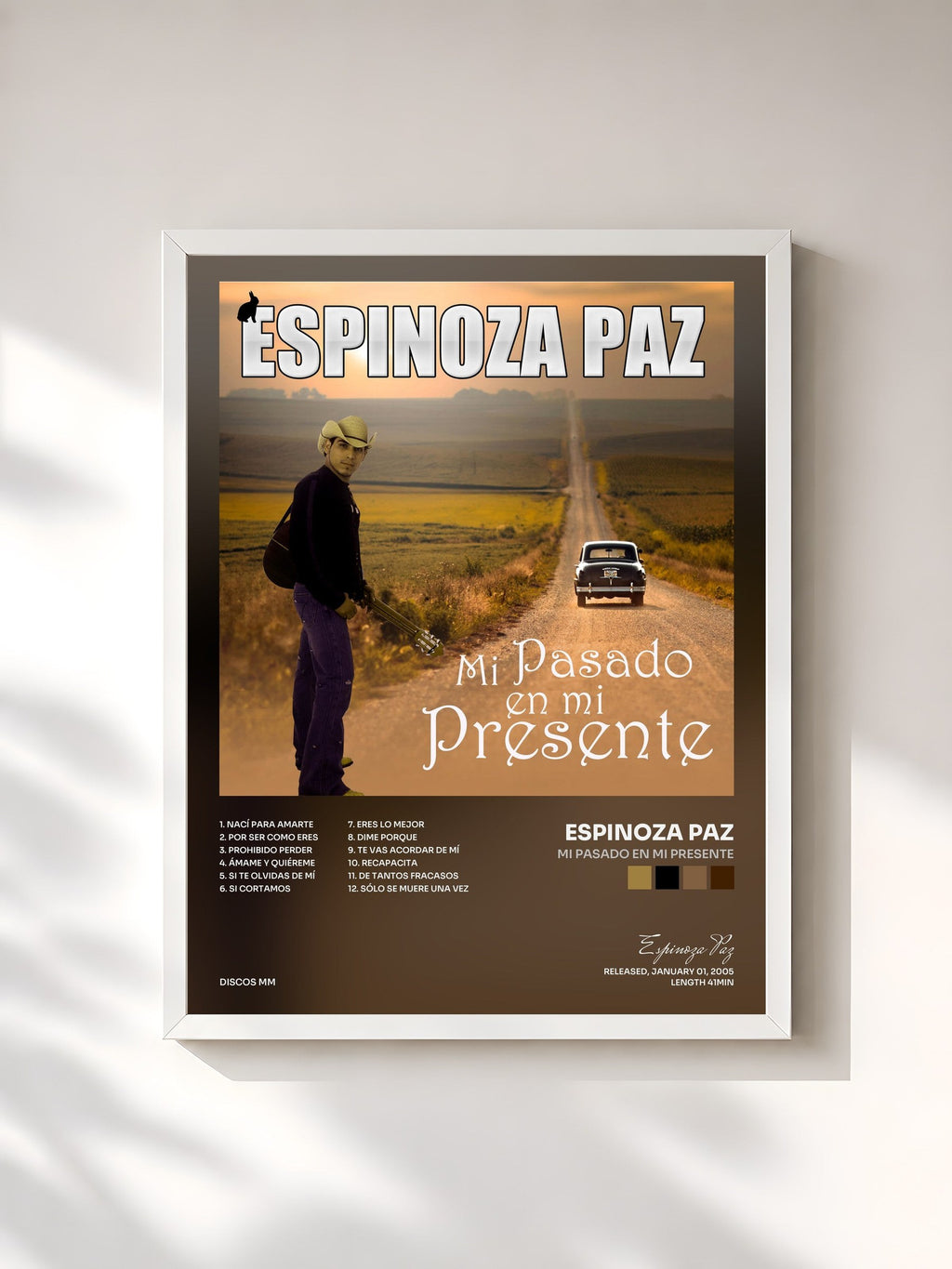 #blanc Mi Pasado en Mi Presente de Espinoza Paz en lámina enmarcada, marco blanco, impresa y enmarcada en Francia