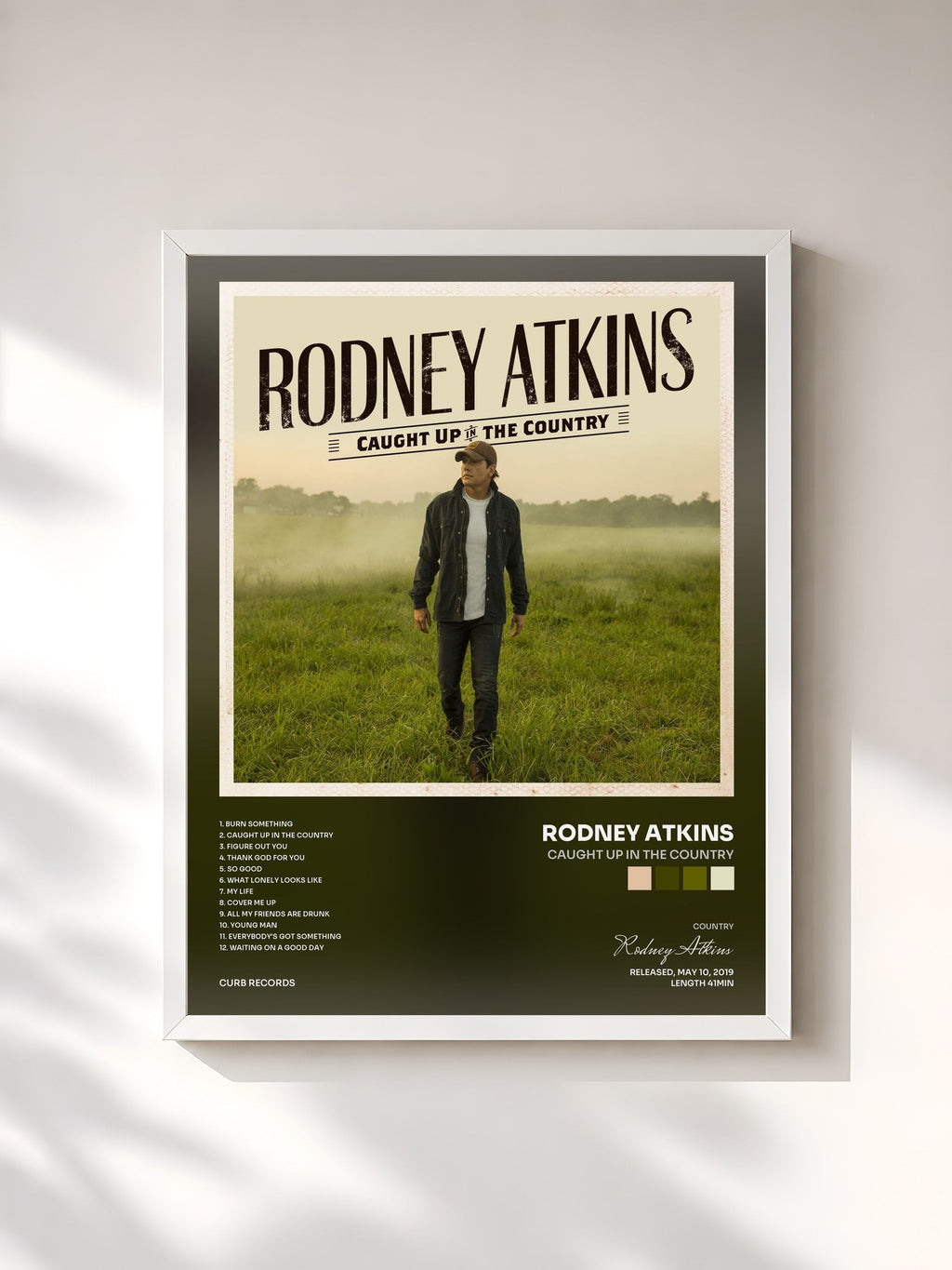 #blanc Caught Up In The Country von Rodney Atkins als gerahmter Kunstdruck, weißer Rahmen, gedruckt und gerahmt in Frankreich