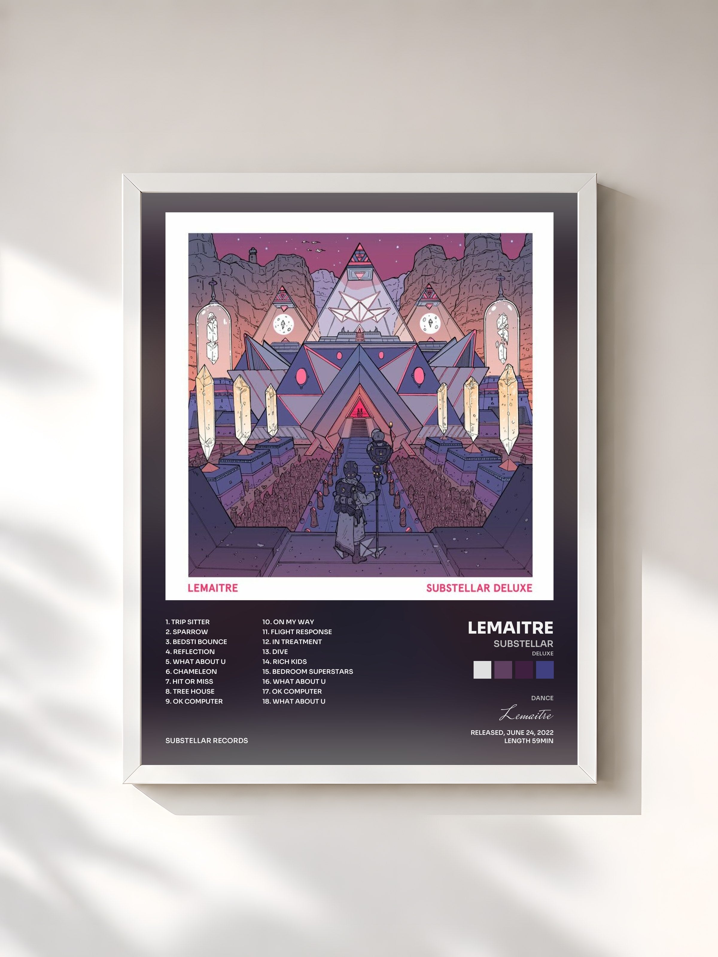 #blanc Tableau de l'album Substellar (Deluxe) de Lemaitre, cadre blanc, imprimé et encadré en France