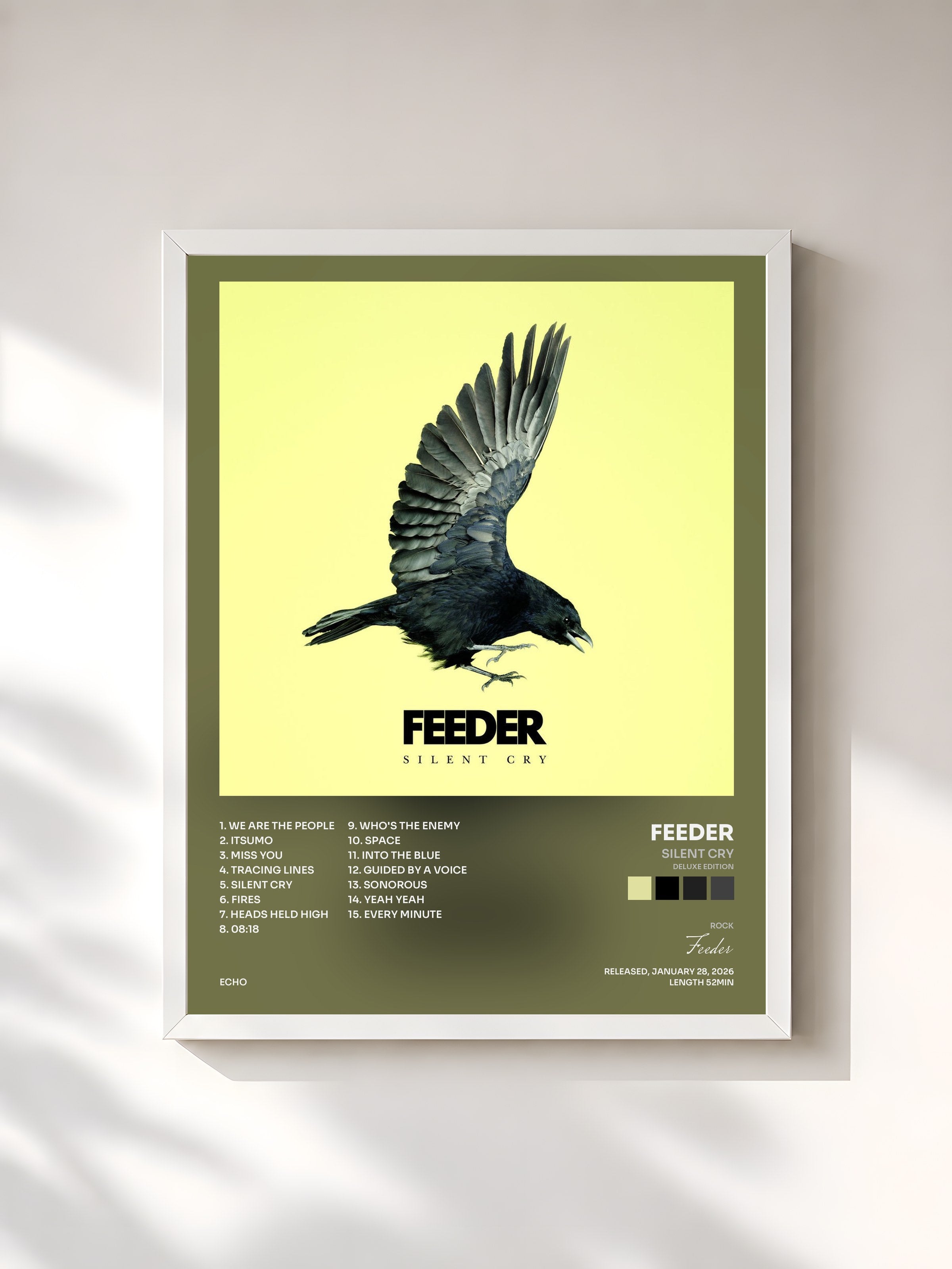 #blanc Tableau de l'album Silent Cry (Deluxe Edition) de Feeder, cadre blanc, imprimé et encadré en France