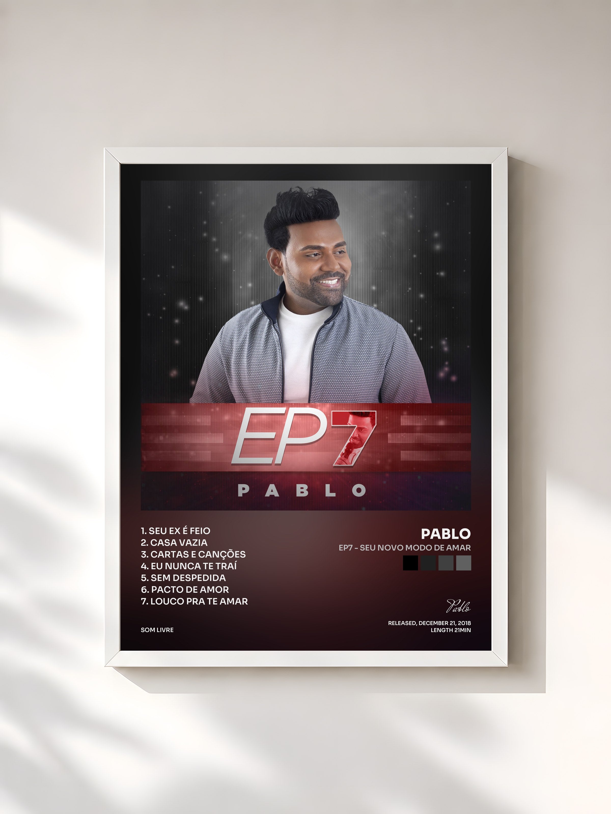 #blanc Tableau de l'album Ep7 - Seu Novo Modo de Amar de Pablo, cadre blanc, imprimé et encadré en France