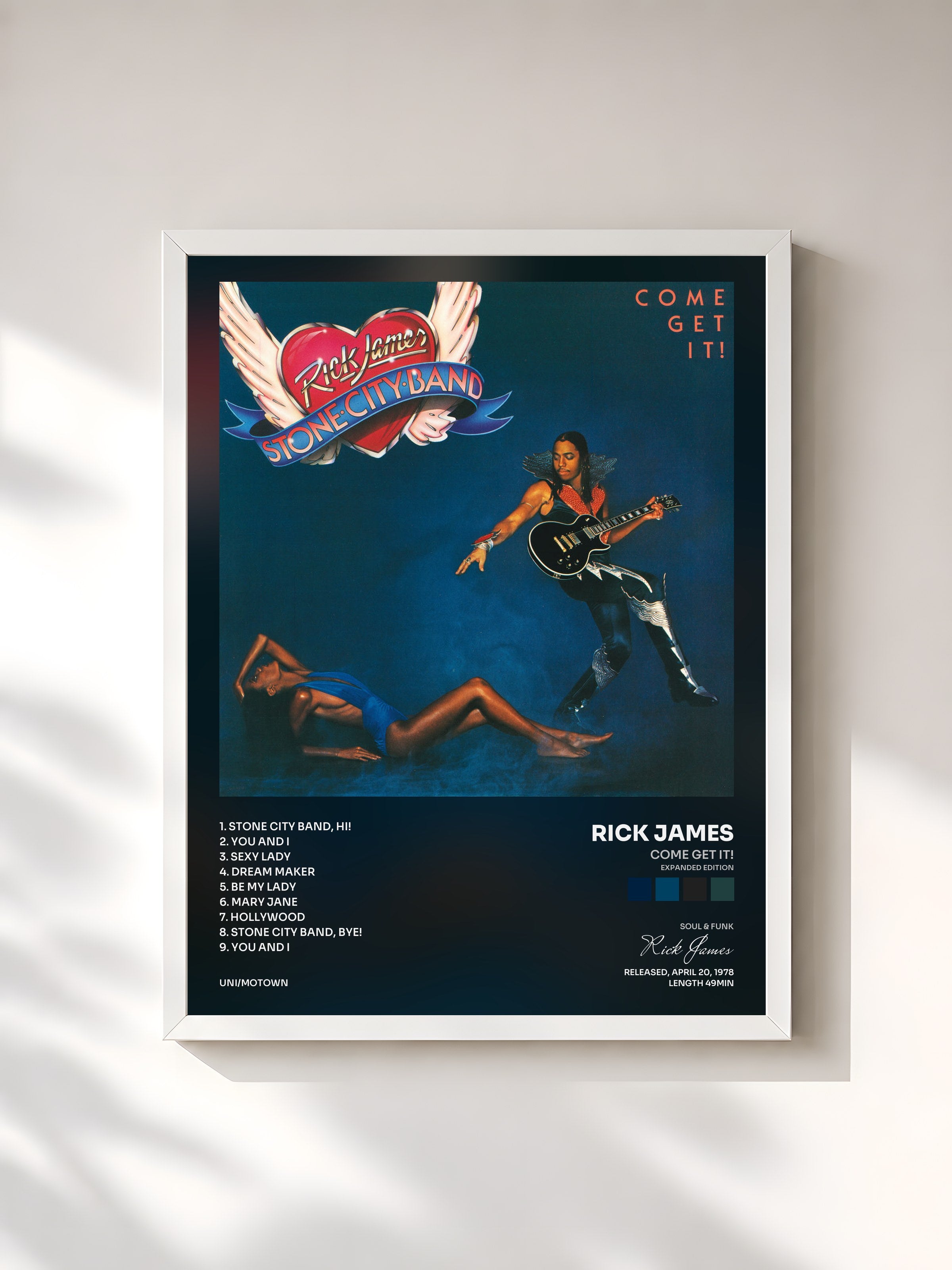 #blanc Tableau de l'album Come Get It! (Expanded Edition) de Rick James, cadre blanc, imprimé et encadré en France