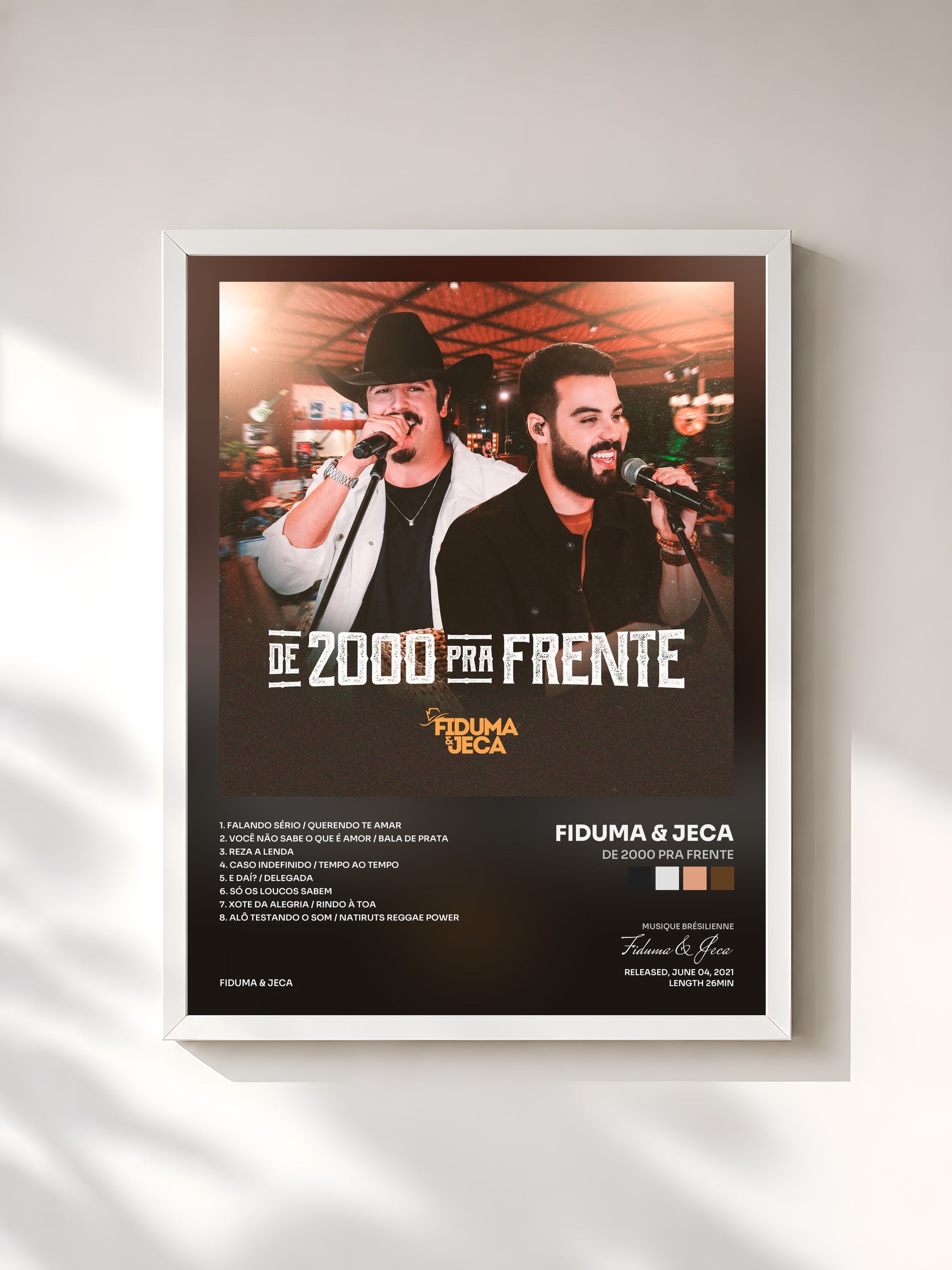 #blanc Tableau de l'album De 2000 pra Frente de Fiduma & Jeca, cadre blanc, imprimé et encadré en France