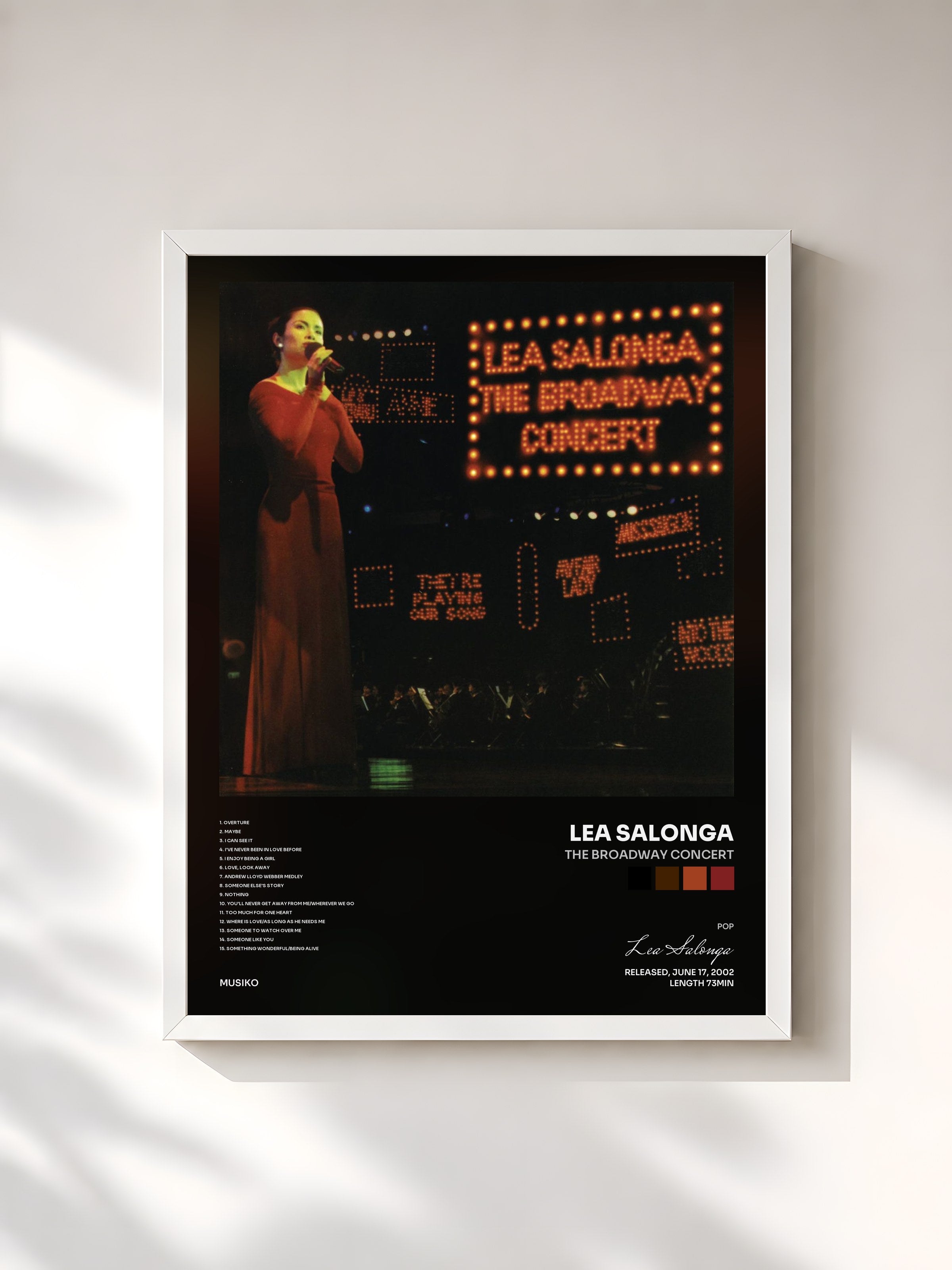 #blanc Tableau de l'album The Broadway Concert de Lea Salonga, cadre blanc, imprimé et encadré en France