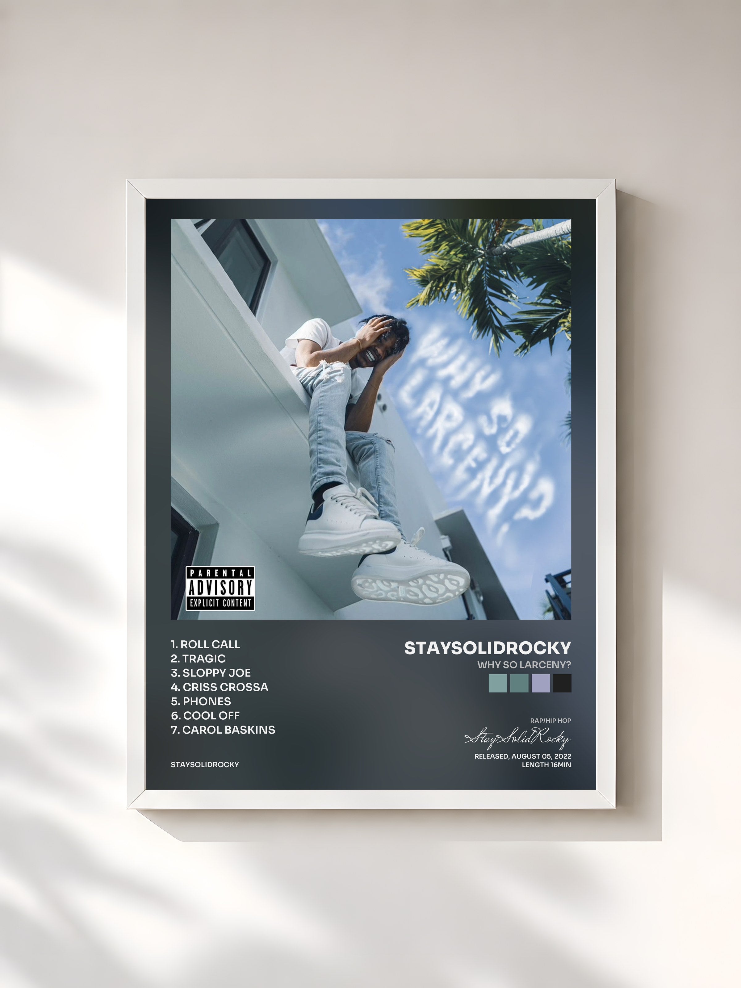 #blanc Tableau de l'album Why So Larceny? de StaySolidRocky, cadre blanc, imprimé et encadré en France